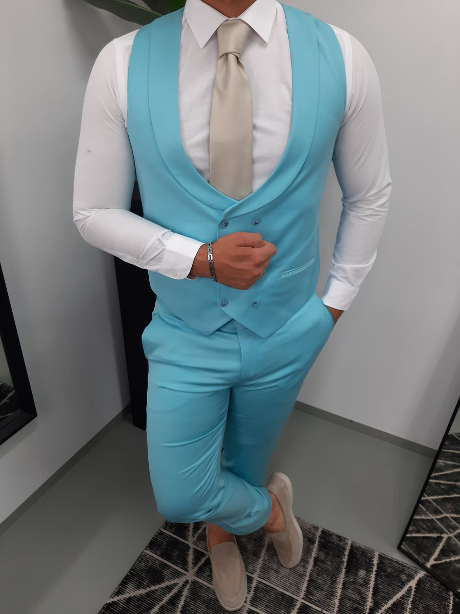 Heren pak effen kleur slank 3-delig zakelijke bruiloft feest jas vest