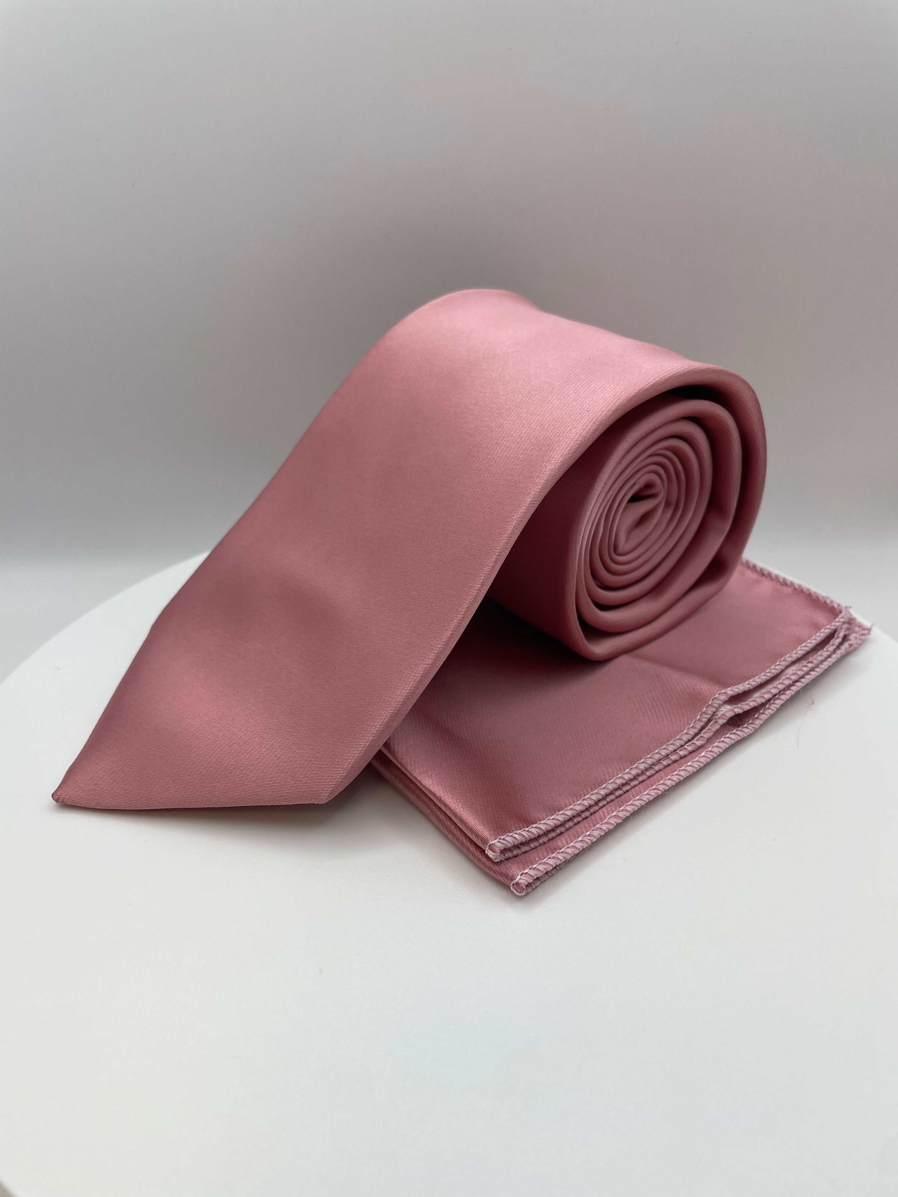 Roze Satijn - Stropdas en Pochet - Model SP1079