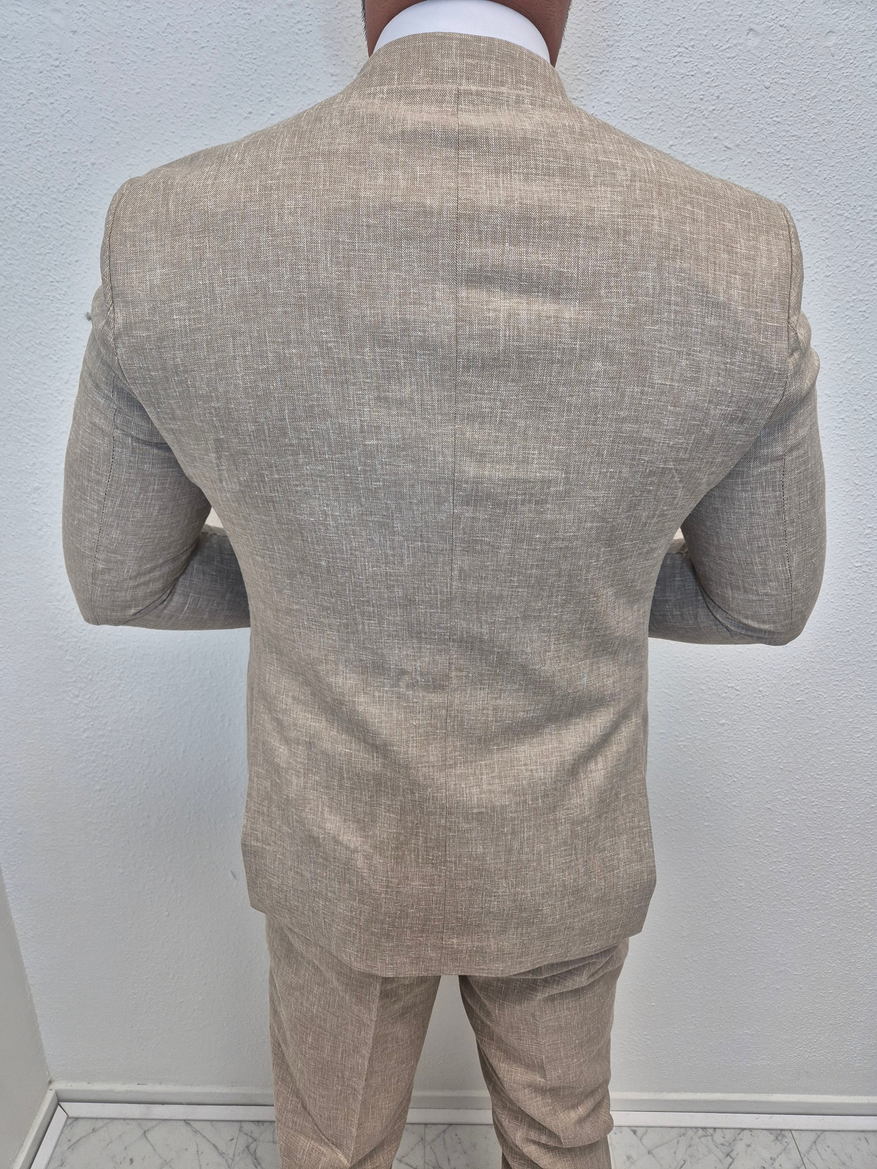 Amalfi Pastel Taupe Heren 3-delig Pak Patroon