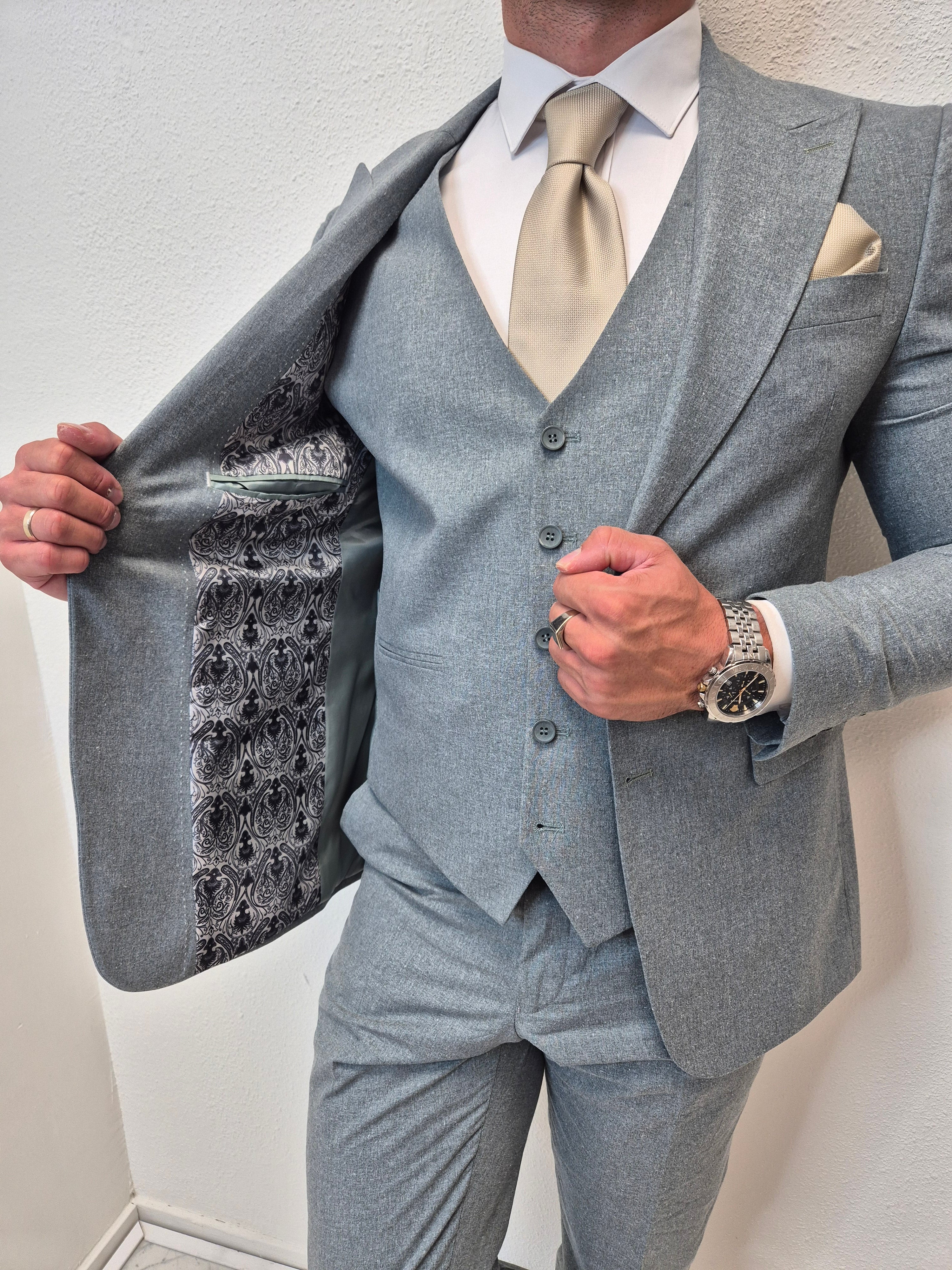 Capri Aquamarijn Groen 3-delig Pak Patroon