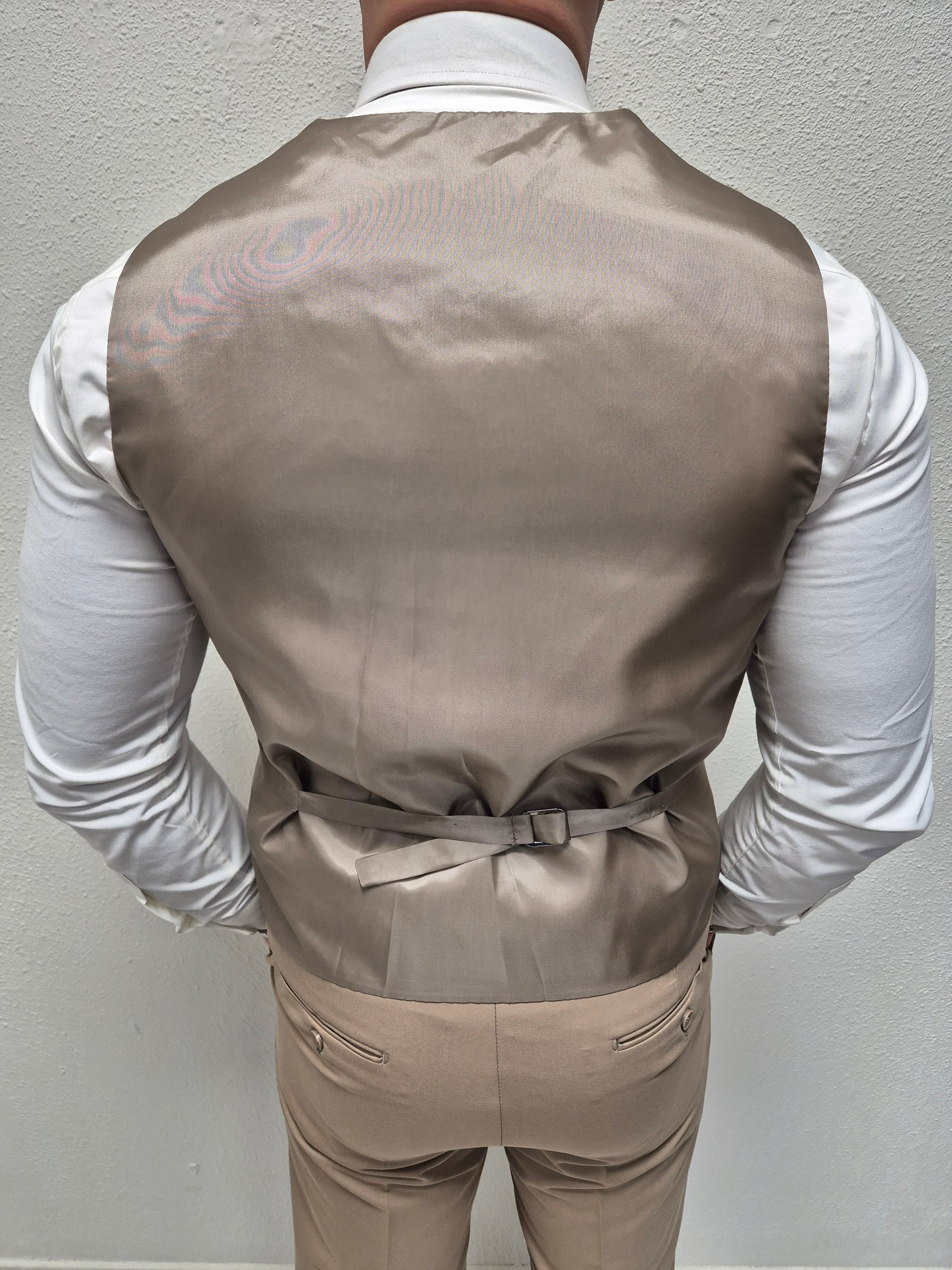 Cordoba Beige Taupe Heren 3-delig Pak Klassiek
