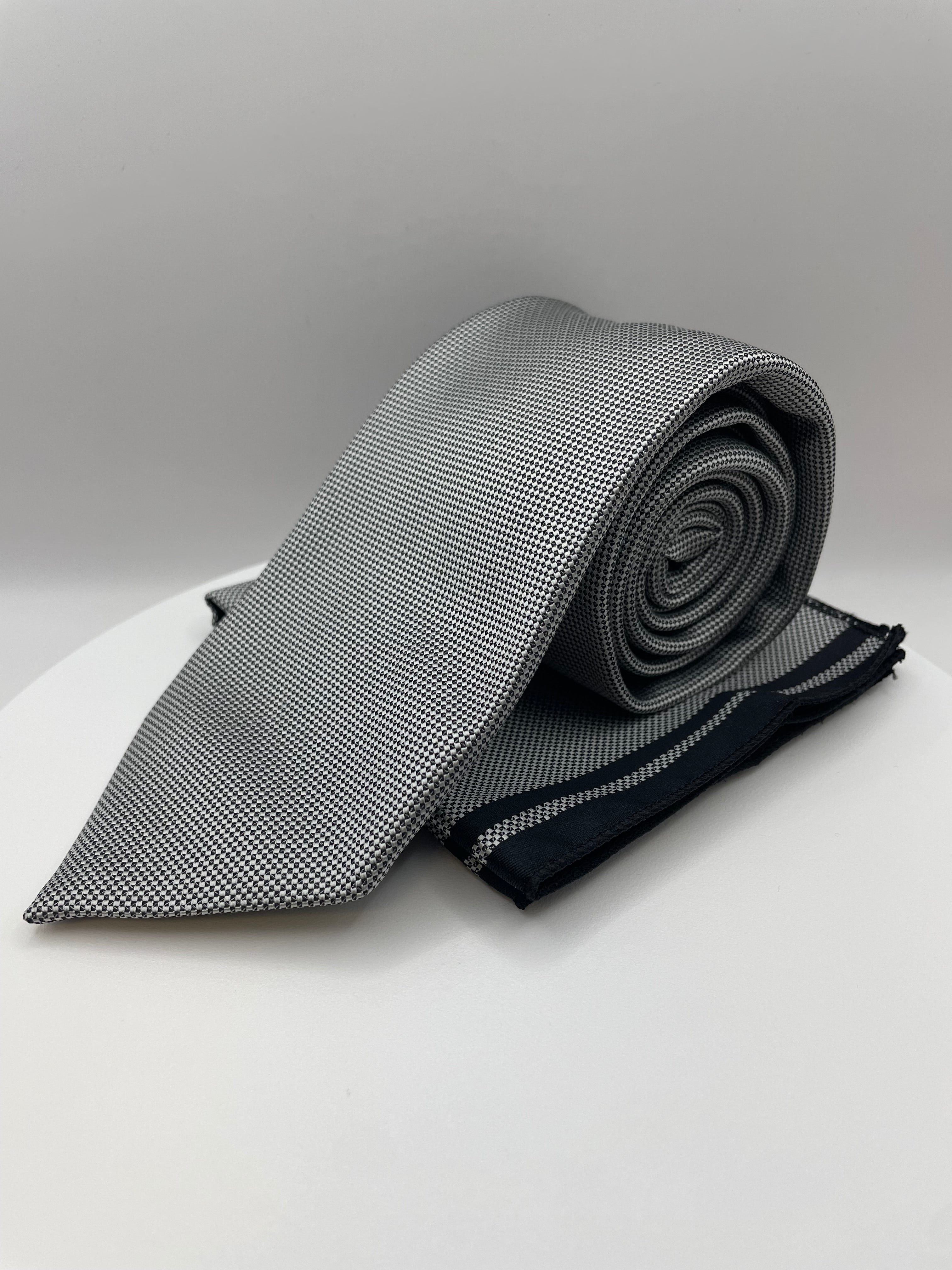 Grijs Zilver Klassiek - Stropdas en Pochet - Model SP1078