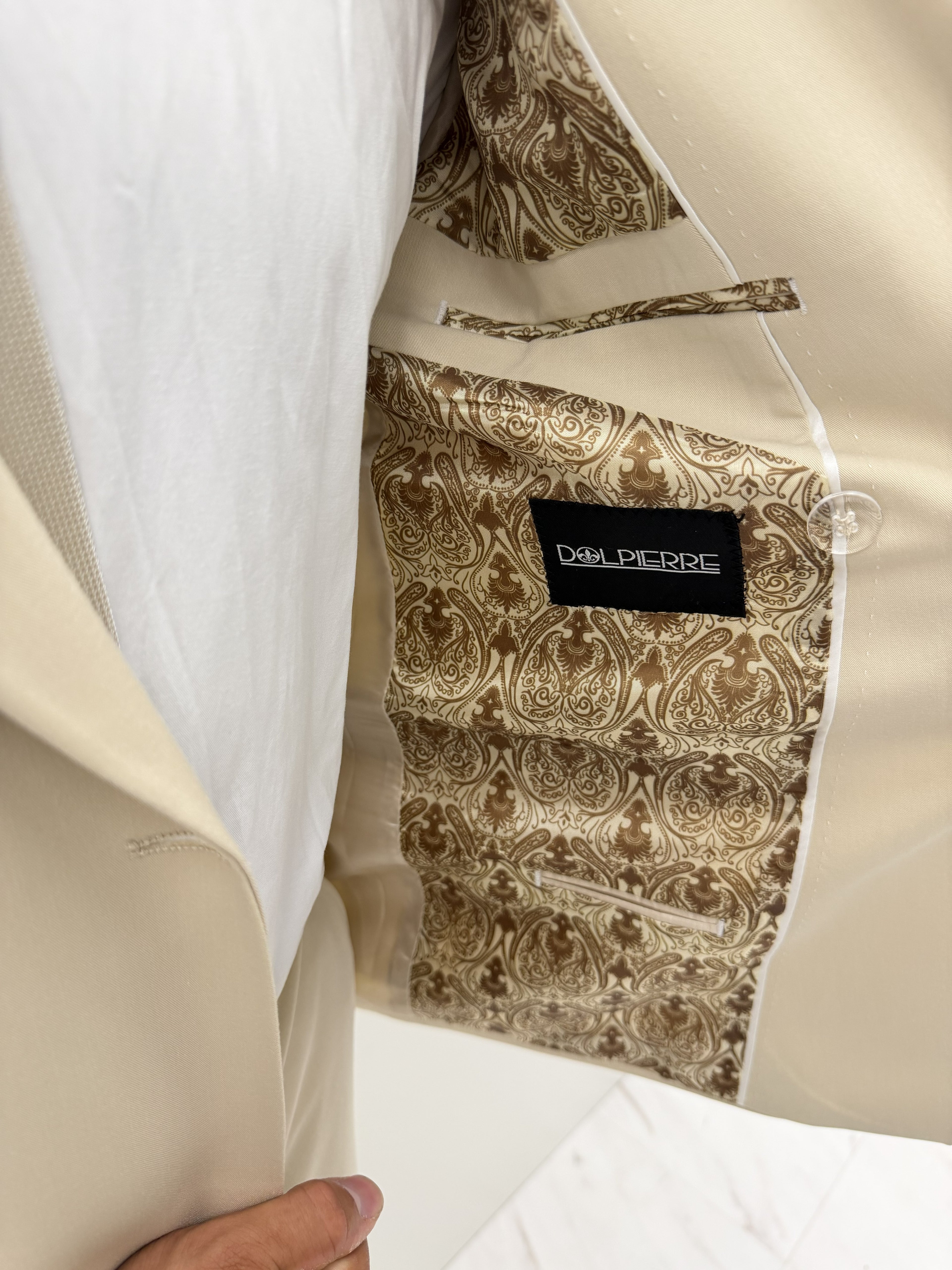 Firenze Pastel Beige Klassiek Double Breasted Heren 2-delig Pak