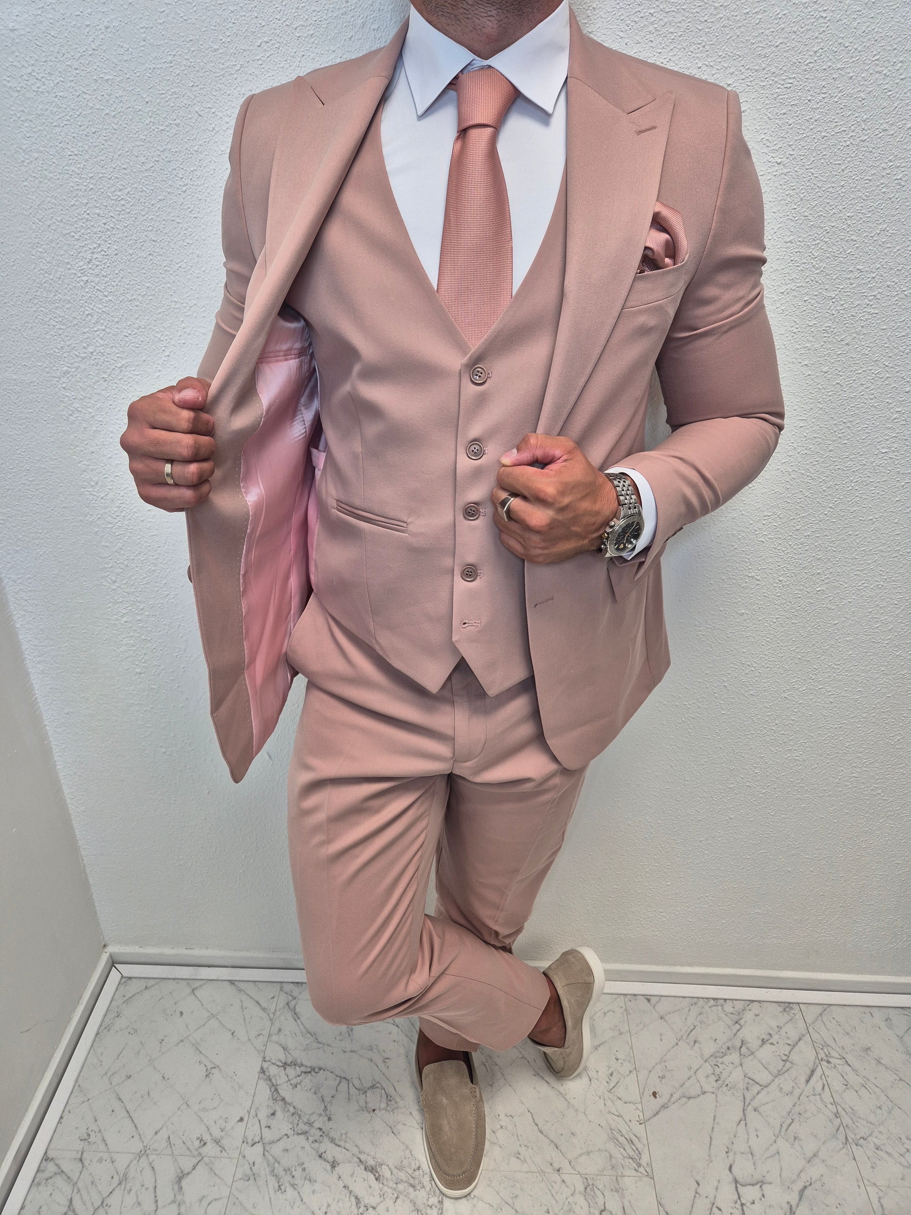 Ibiza Oud Roze Heren 3-delig Pak Klassiek