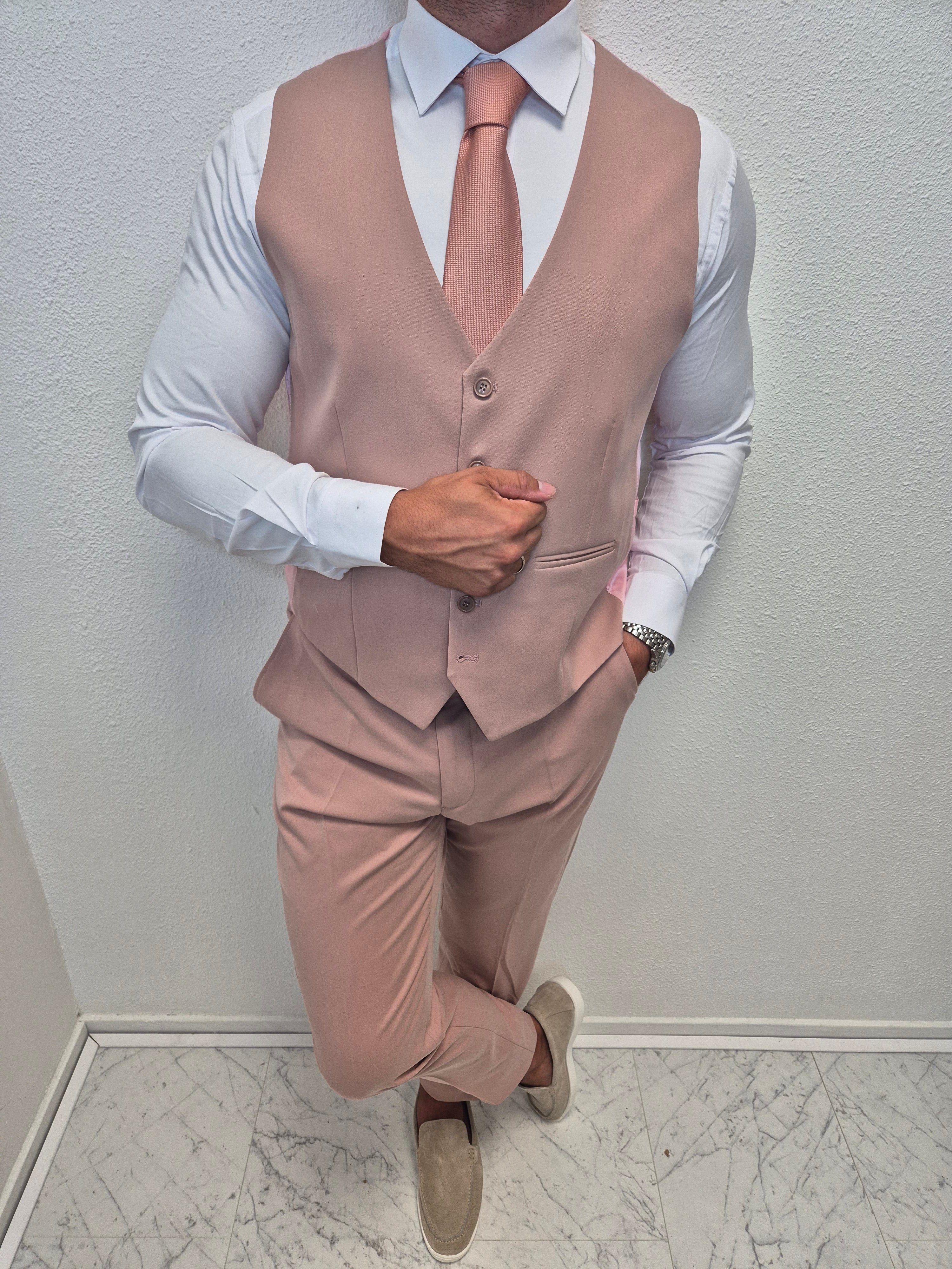 Ibiza Oud Roze Heren 3-delig Pak Klassiek