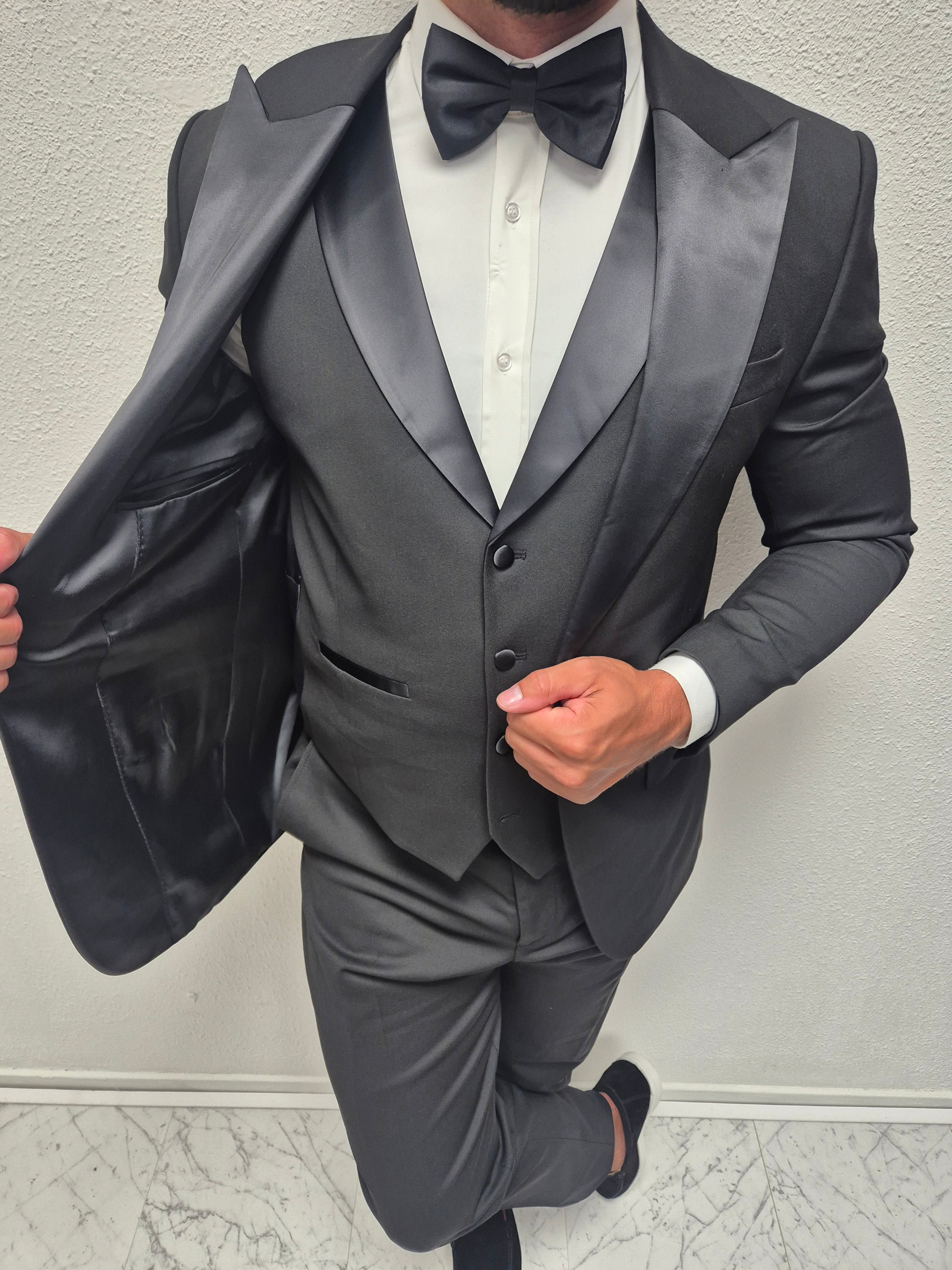 Monaco Noir Zwart Heren 3-delig Smoking Tuxedo Pak