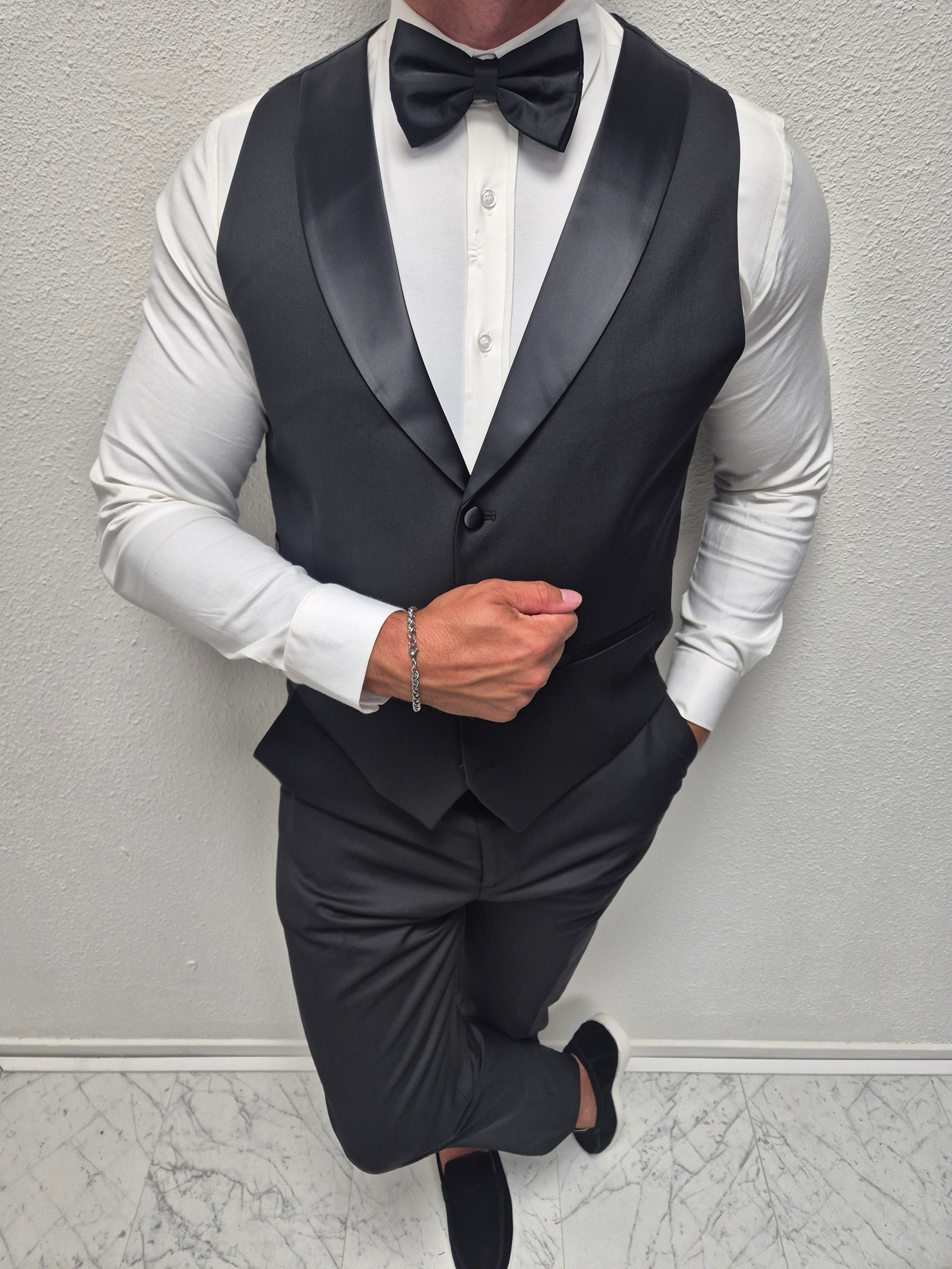 Monaco Noir Zwart Heren 3-delig Smoking Tuxedo Pak