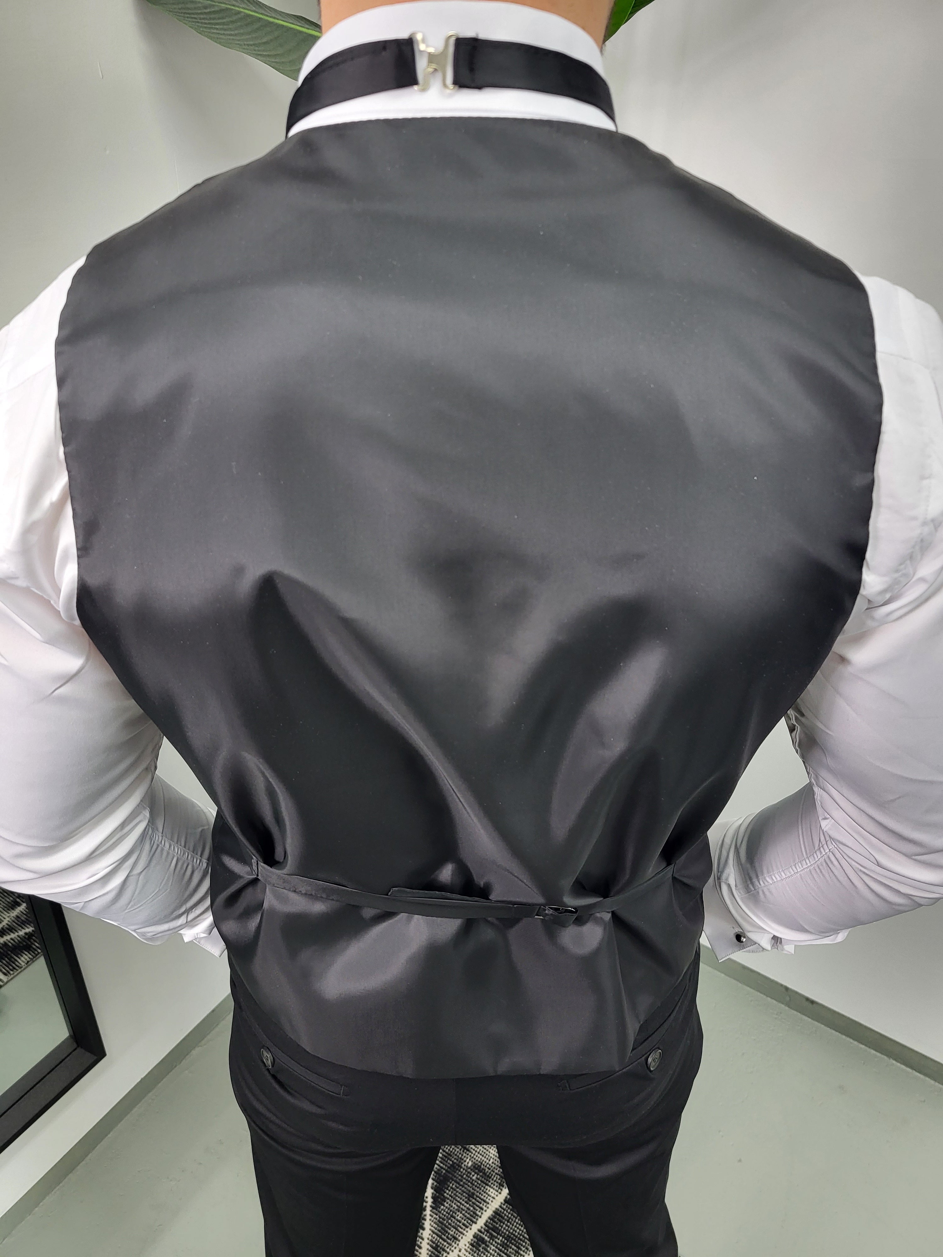 Havana Patroon Smoking Heren 3-delig Trouw Pak Tuxedo Zwart