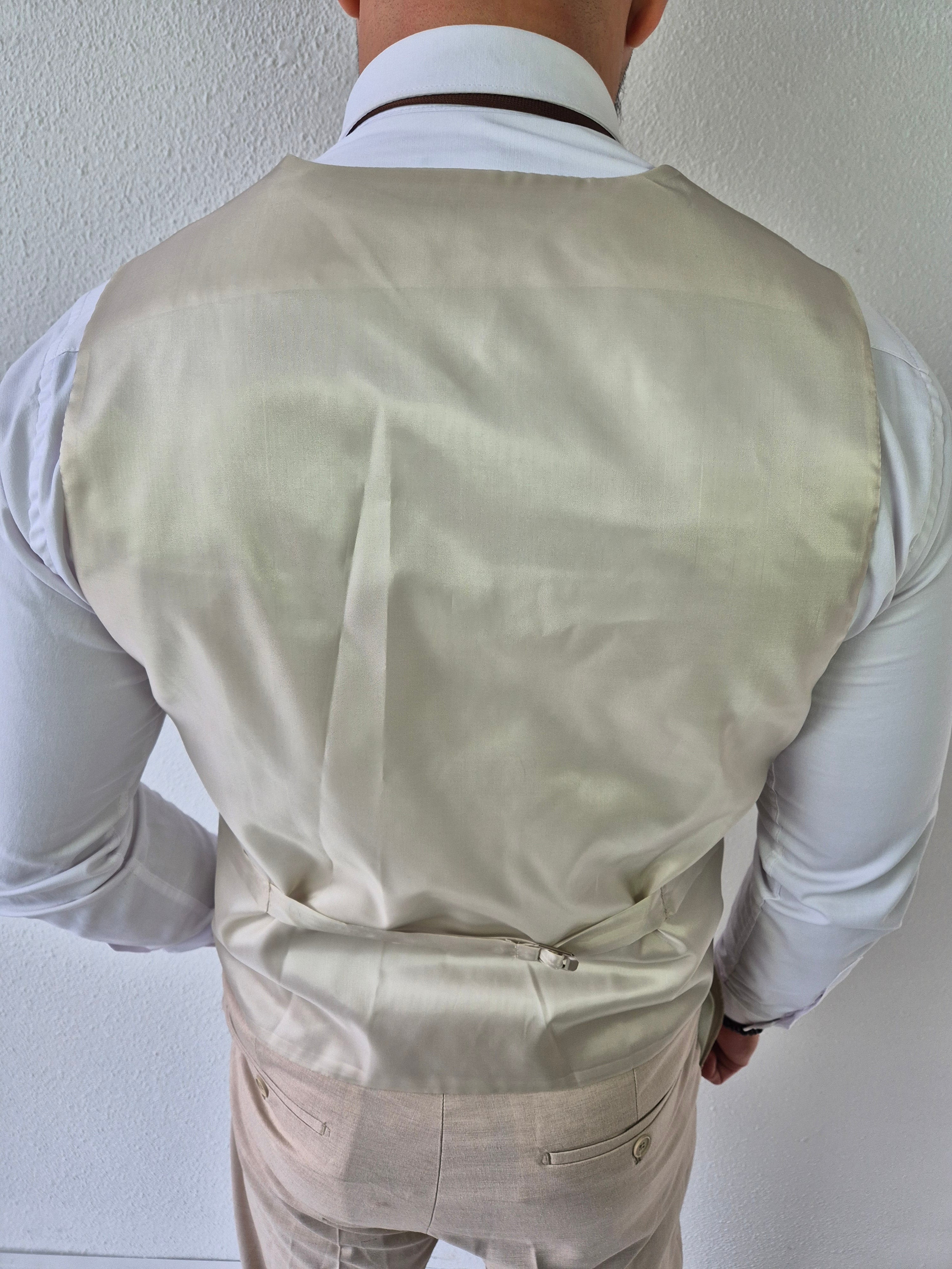 Portofino Heren 3-delig Pak Beige Patroon