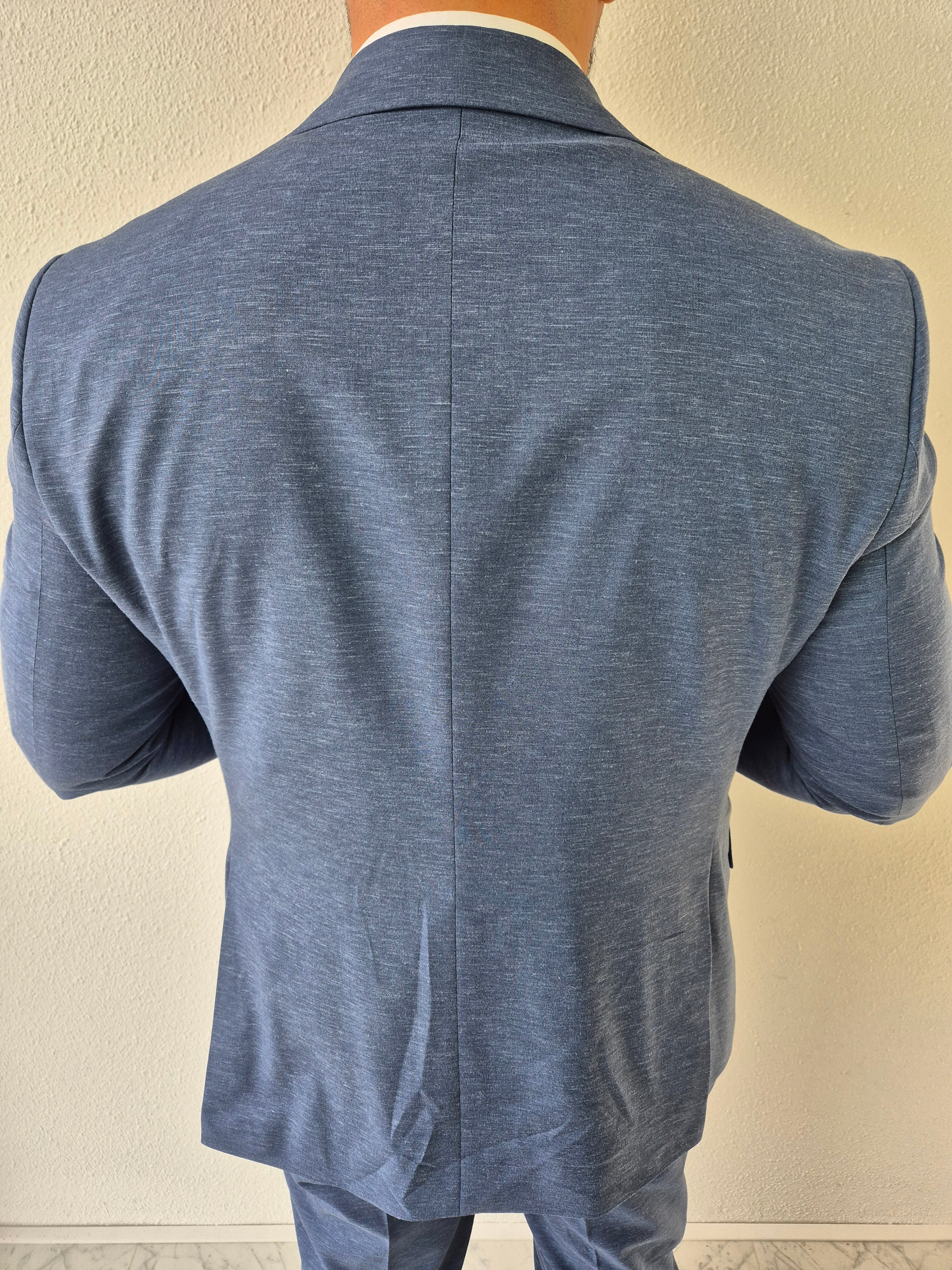 Portofino Heren 3-delig Pak Blauw Patroon