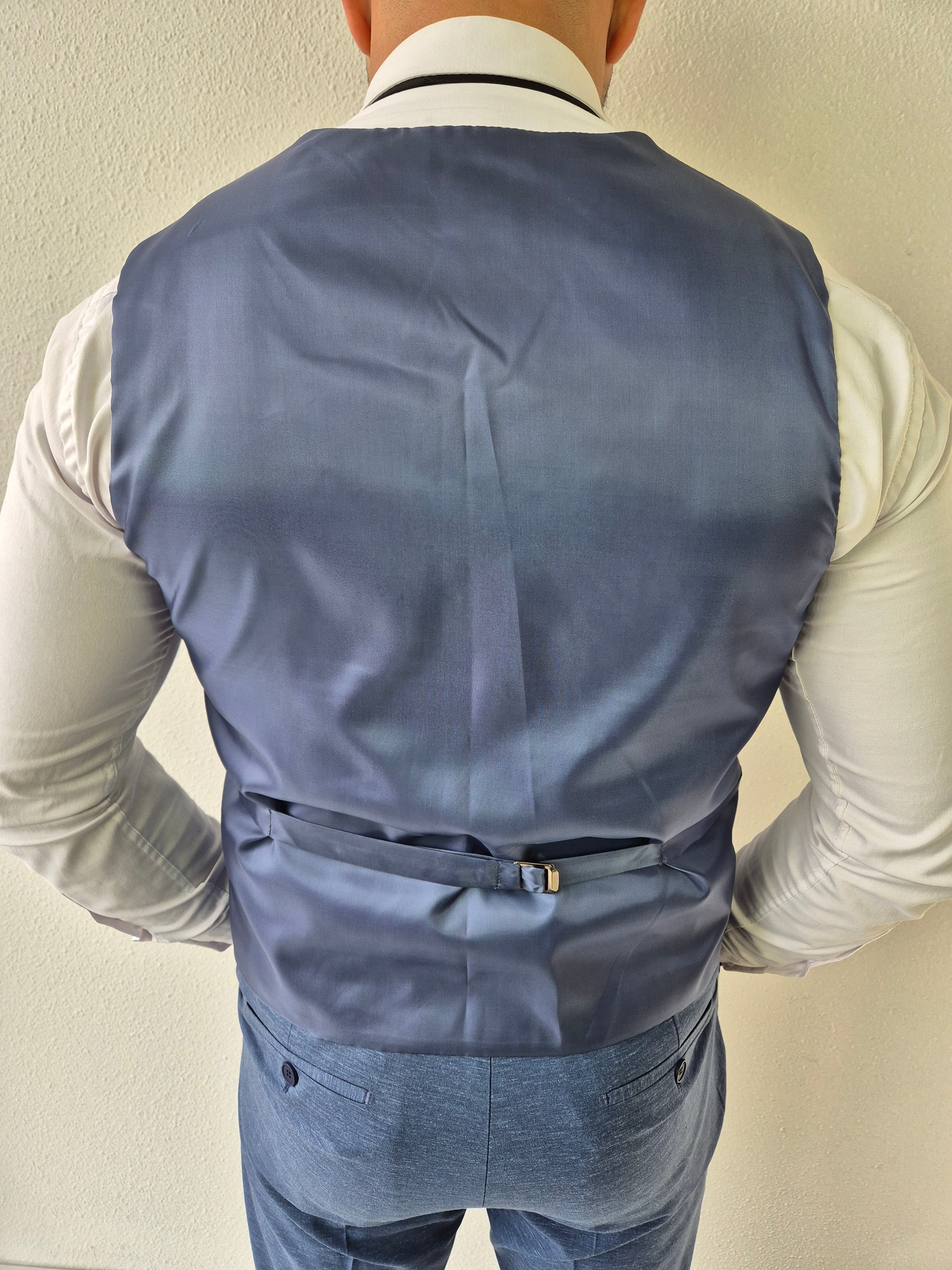 Portofino Heren 3-delig Pak Blauw Patroon