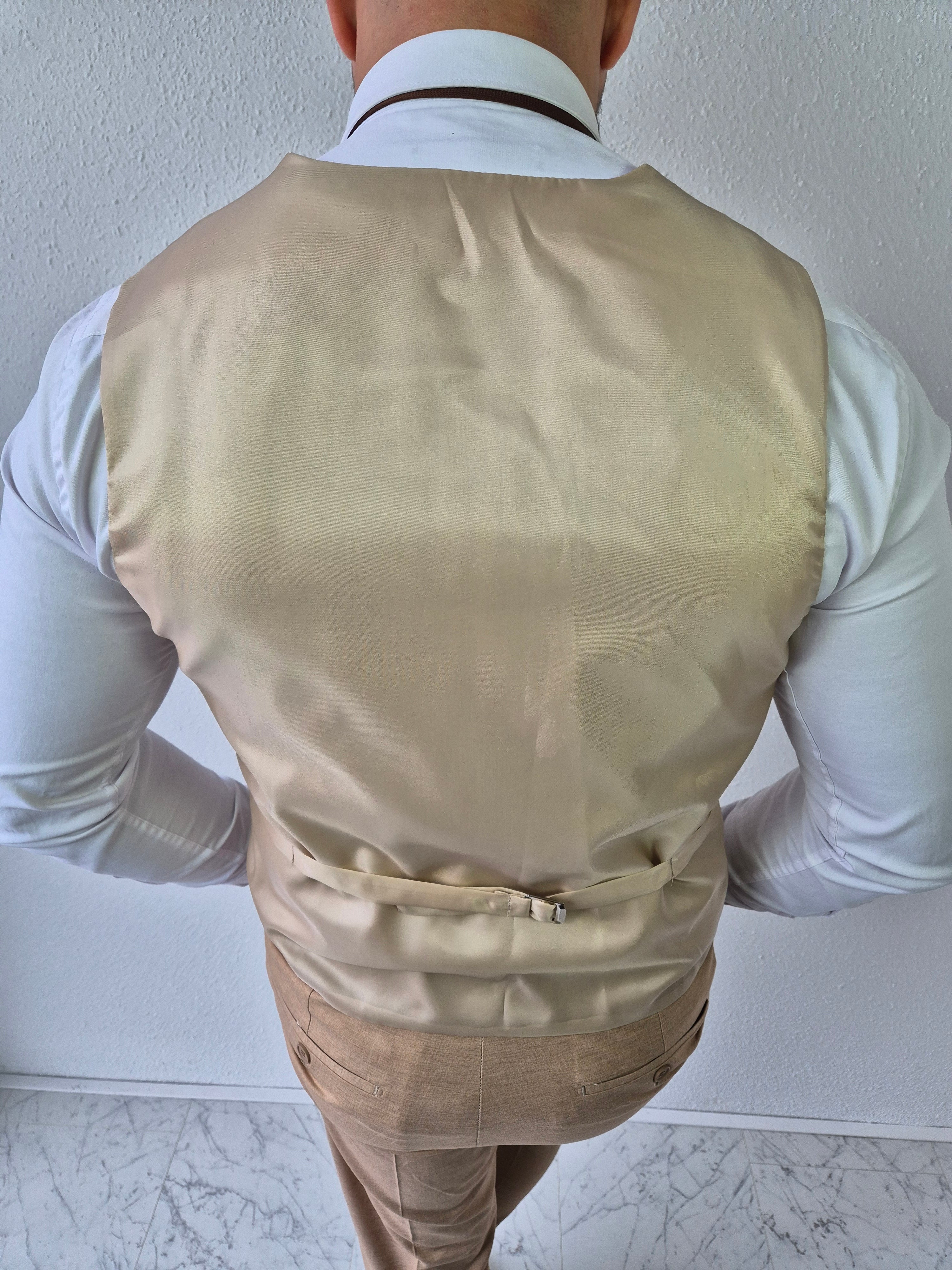 Portofino Heren 3-delig Pak Zand Beige Patroon
