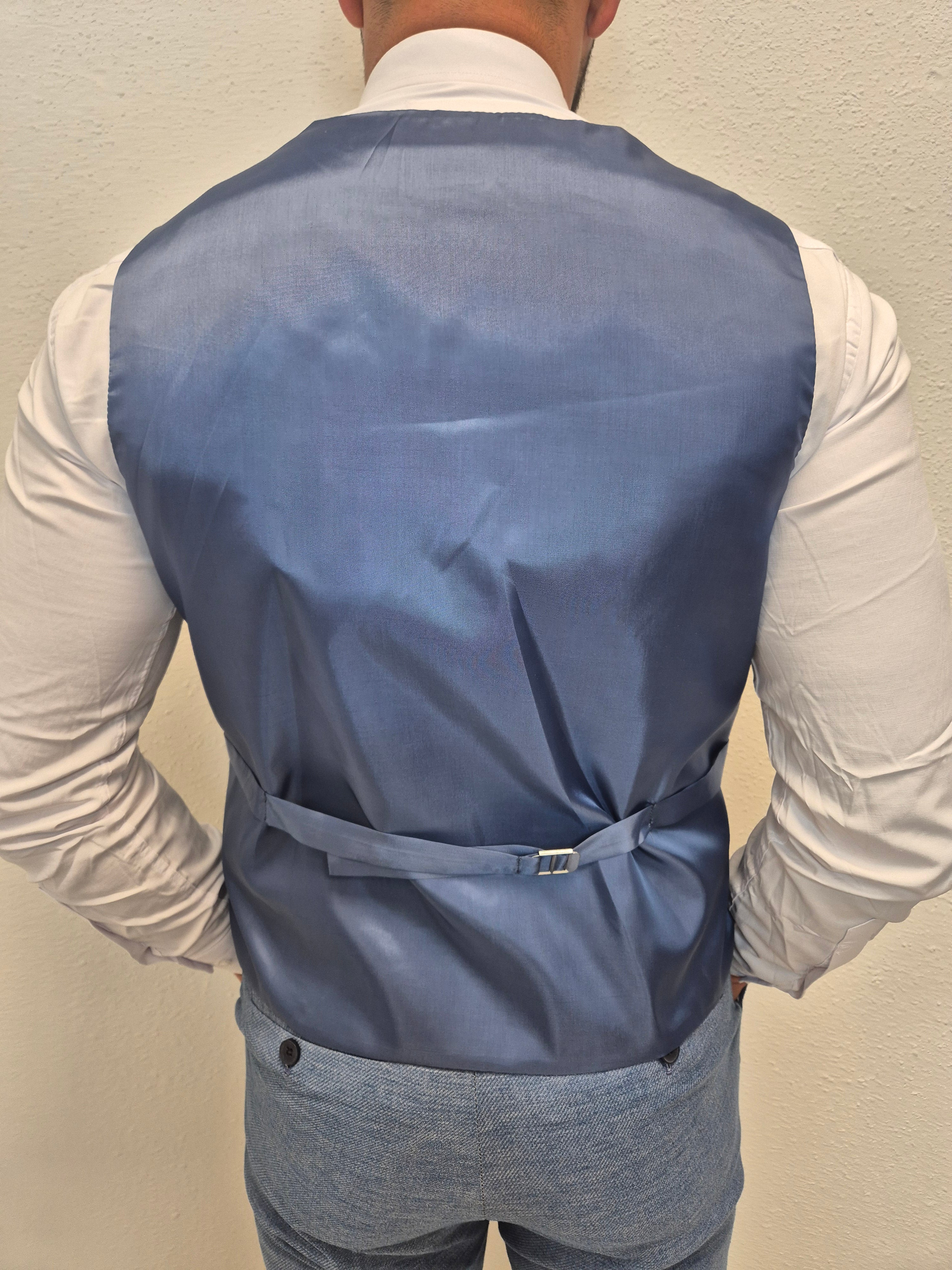 Positano Blauw Heren 3-delig Pak Patroon