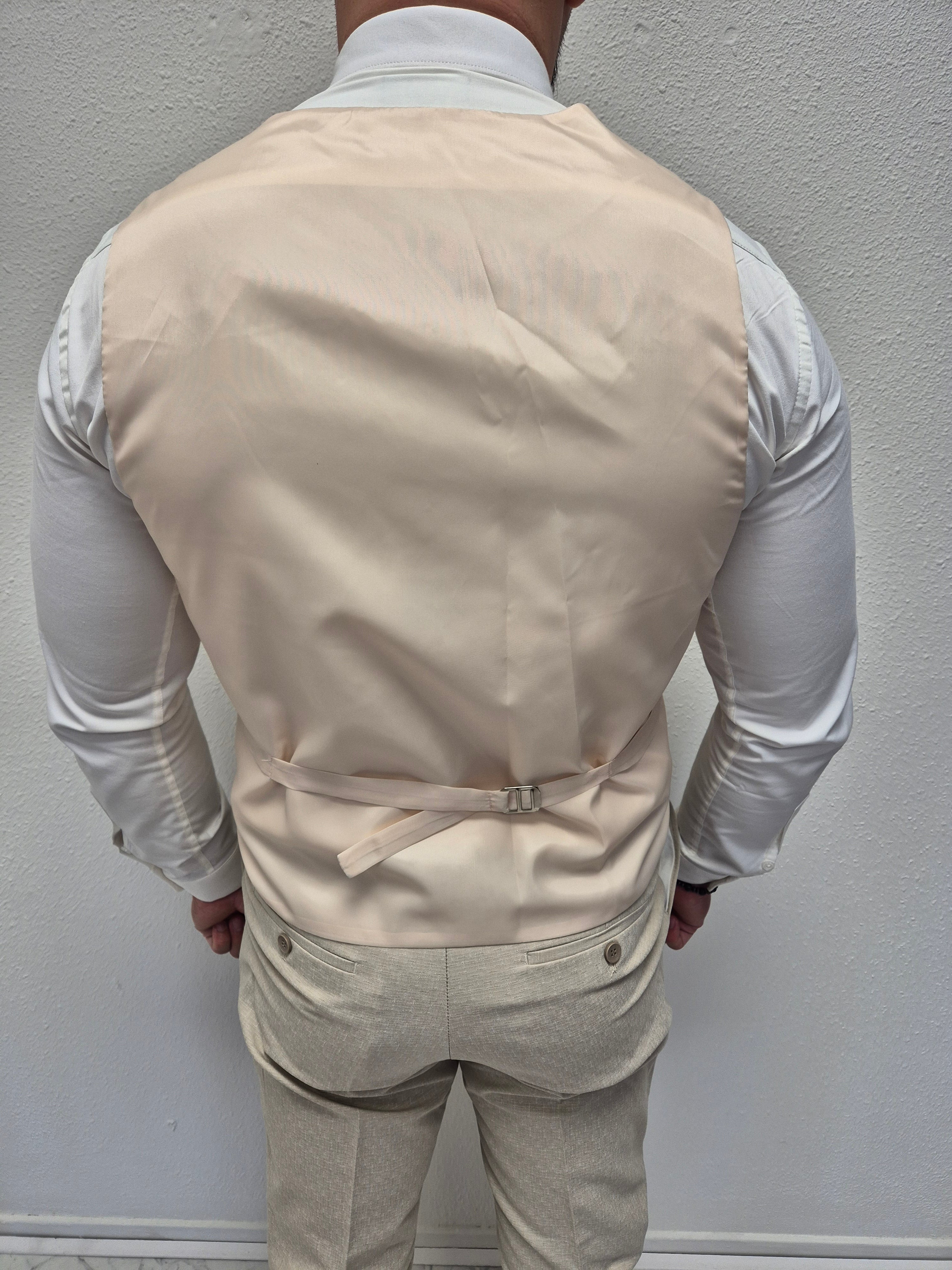 Positano Pastel Beige Heren 3-delig Pak Patroon