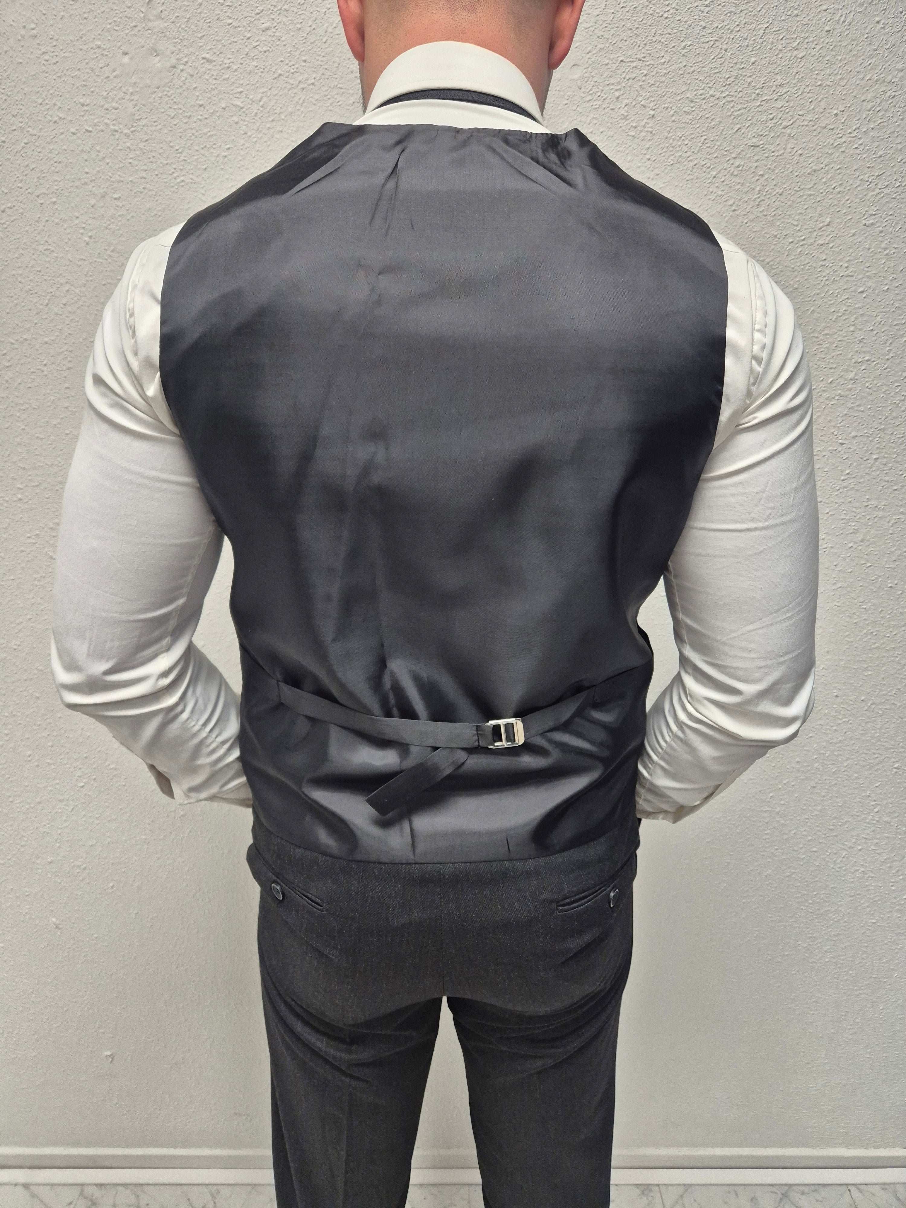 Salento Zwart Heren 3-delig Pak Patroon