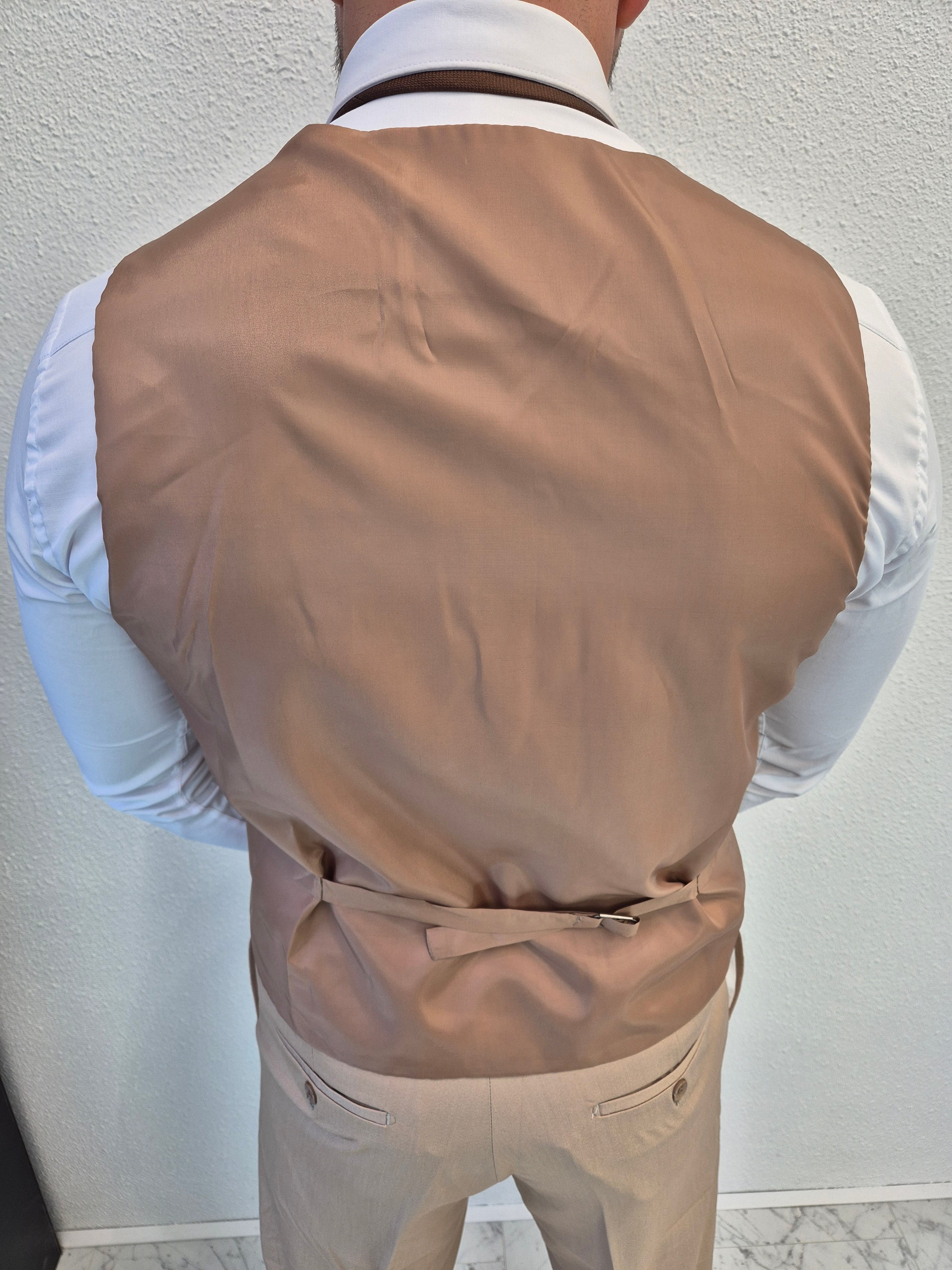 Santiago Heren 3-delig Pak Zand Beige Klassiek