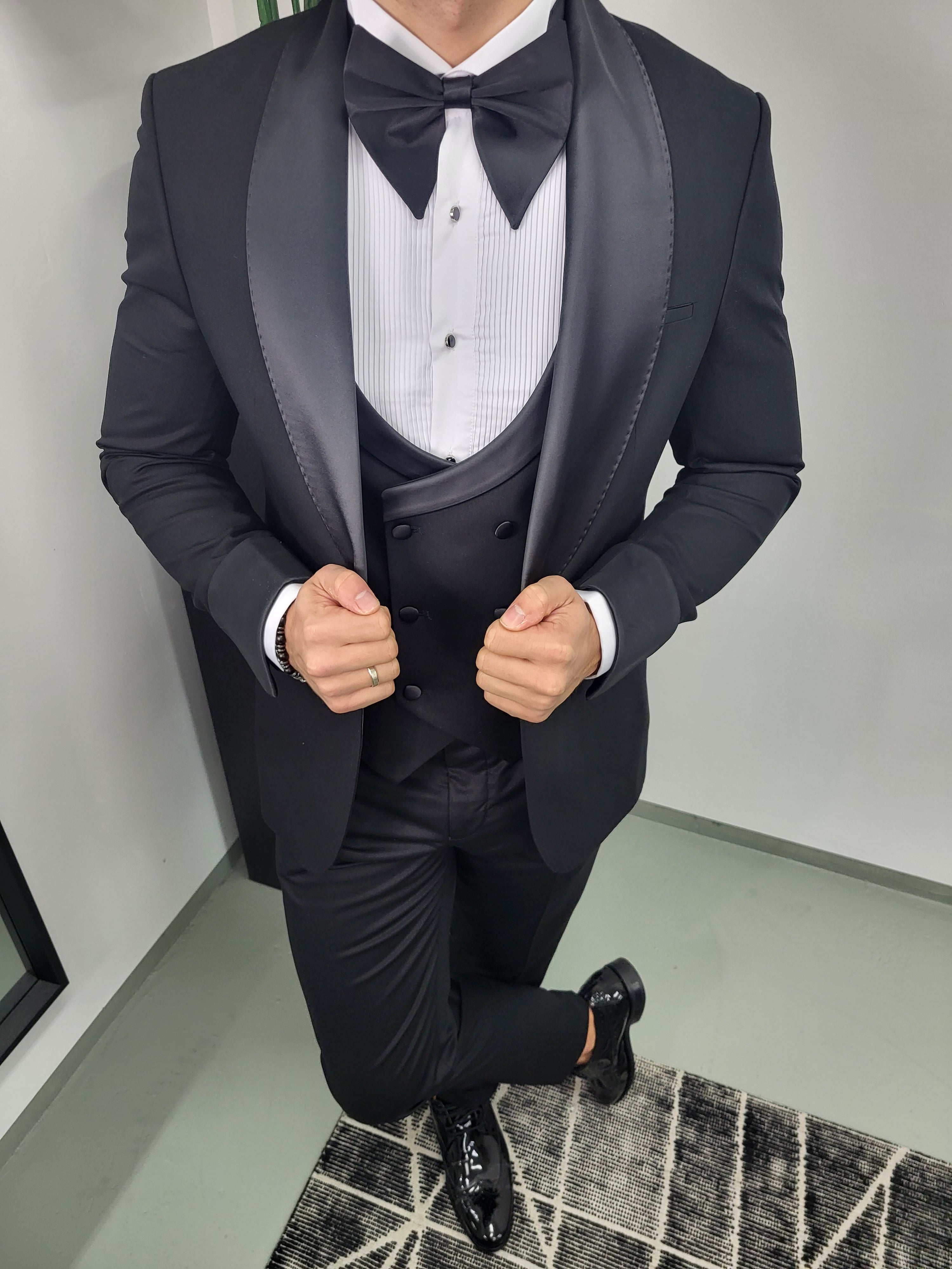 Havana Smoking Heren 3-delig Trouw Pak Tuxedo Zwart