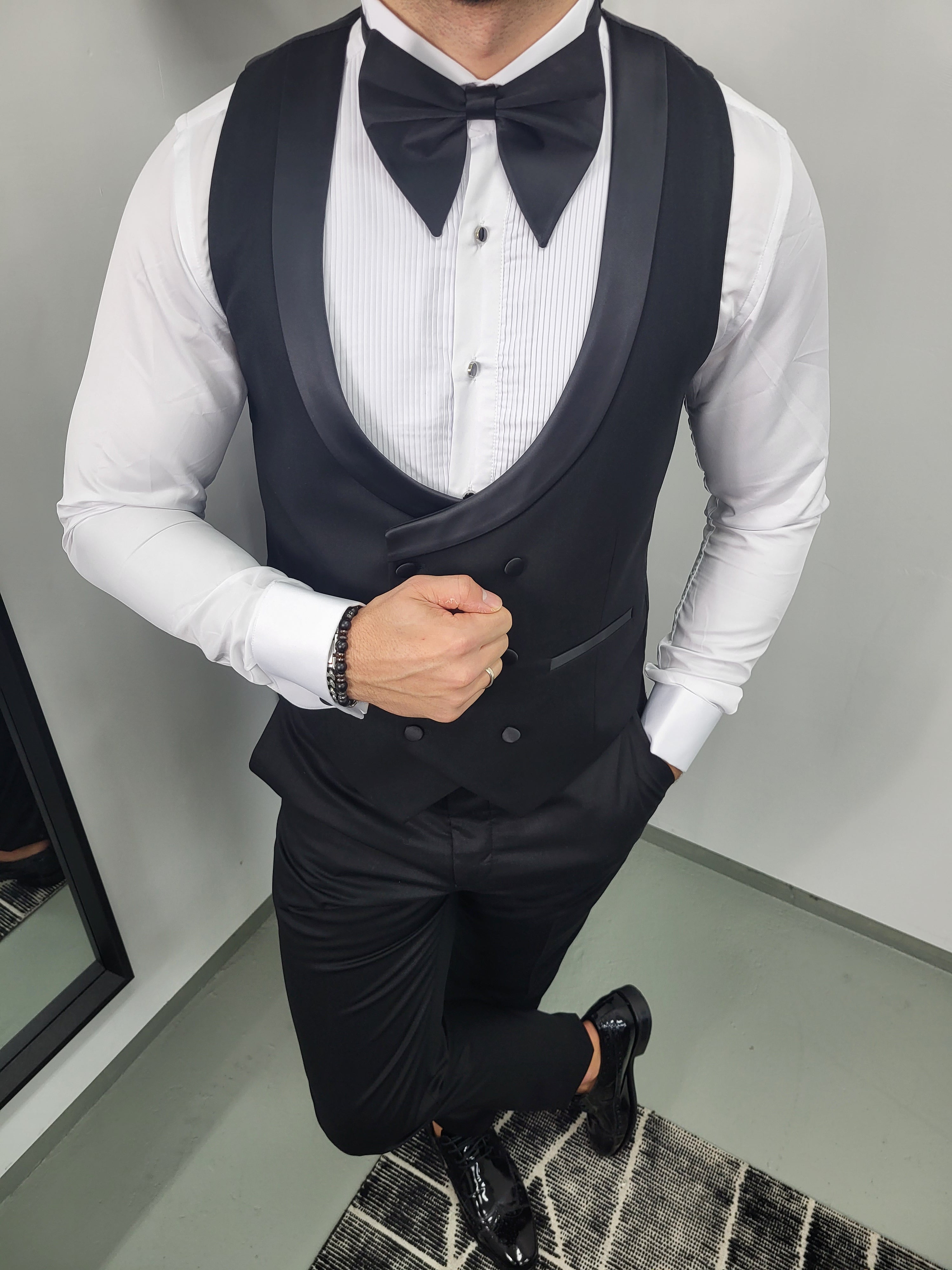 Havana Smoking Heren 3-delig Trouw Pak Tuxedo Zwart