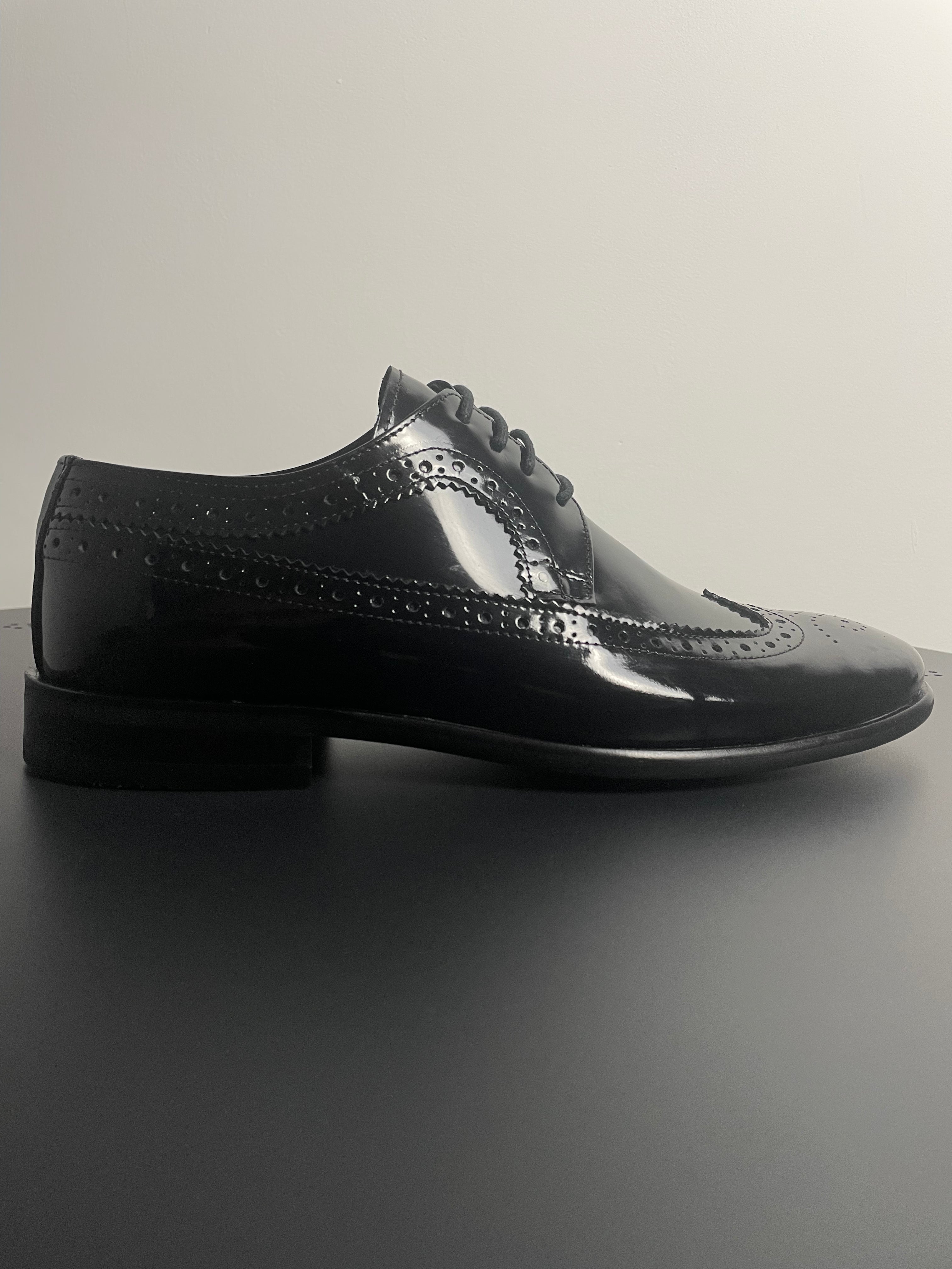 Mallorca Zwart Leren Glans Veterschoenen - Nette Schoenen