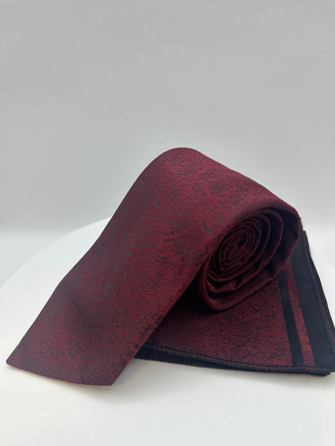 Bordeaux Rood Motief - Stropdas en Pochet - Model SP1051