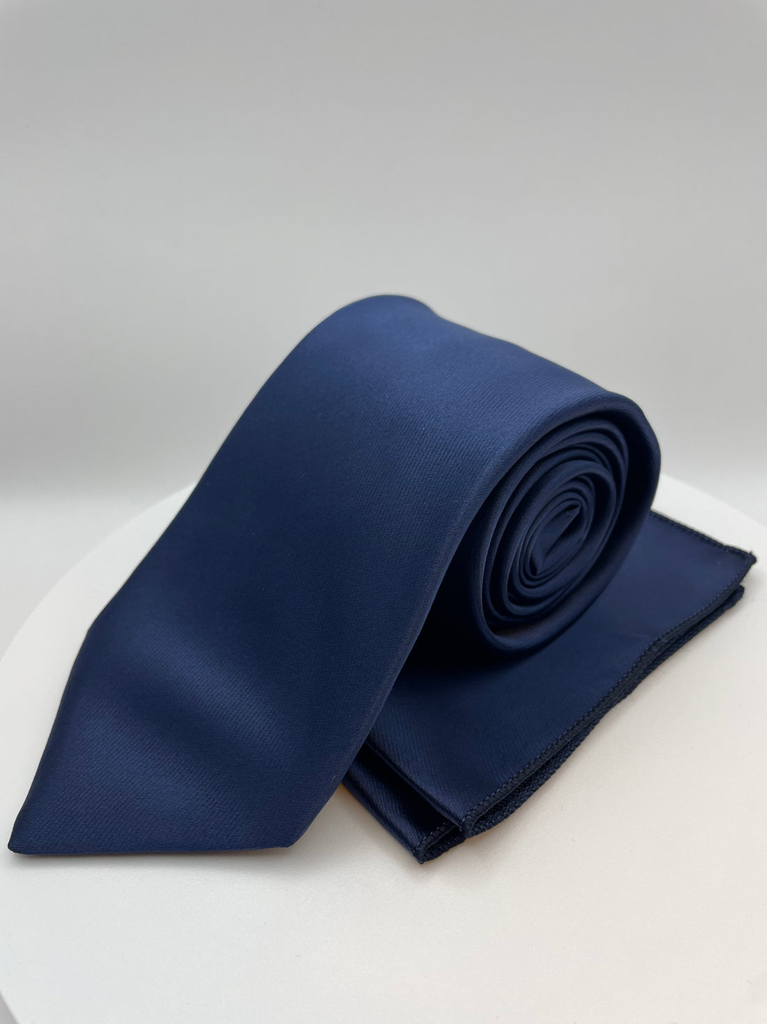 Donker Blauw Satijn - Stropdas en Pochet - Model SP1042