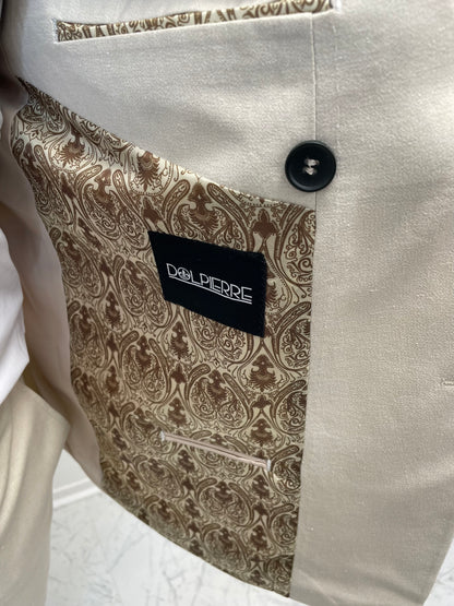 Santorini Pastel Beige Double Breasted Heren 2-delig Pak Patroon