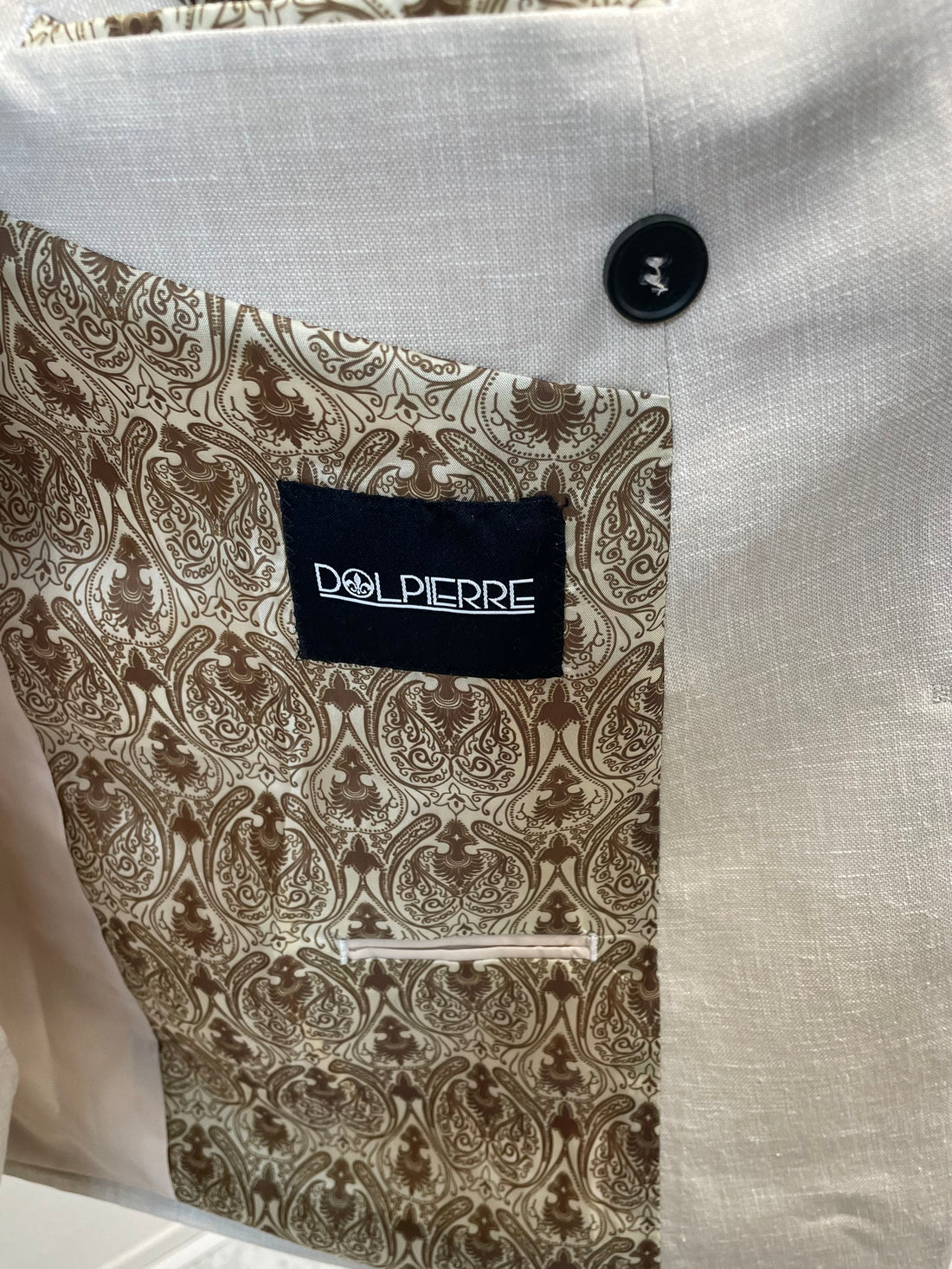 Amalfi Pastel Beige Double Breasted Heren 2-delig Pak Patroon