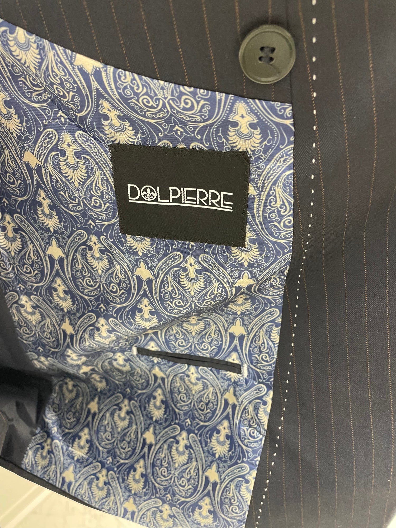 Milano Donker Blauw Bruin Double Breasted Heren 2-delig Pak Gestreept