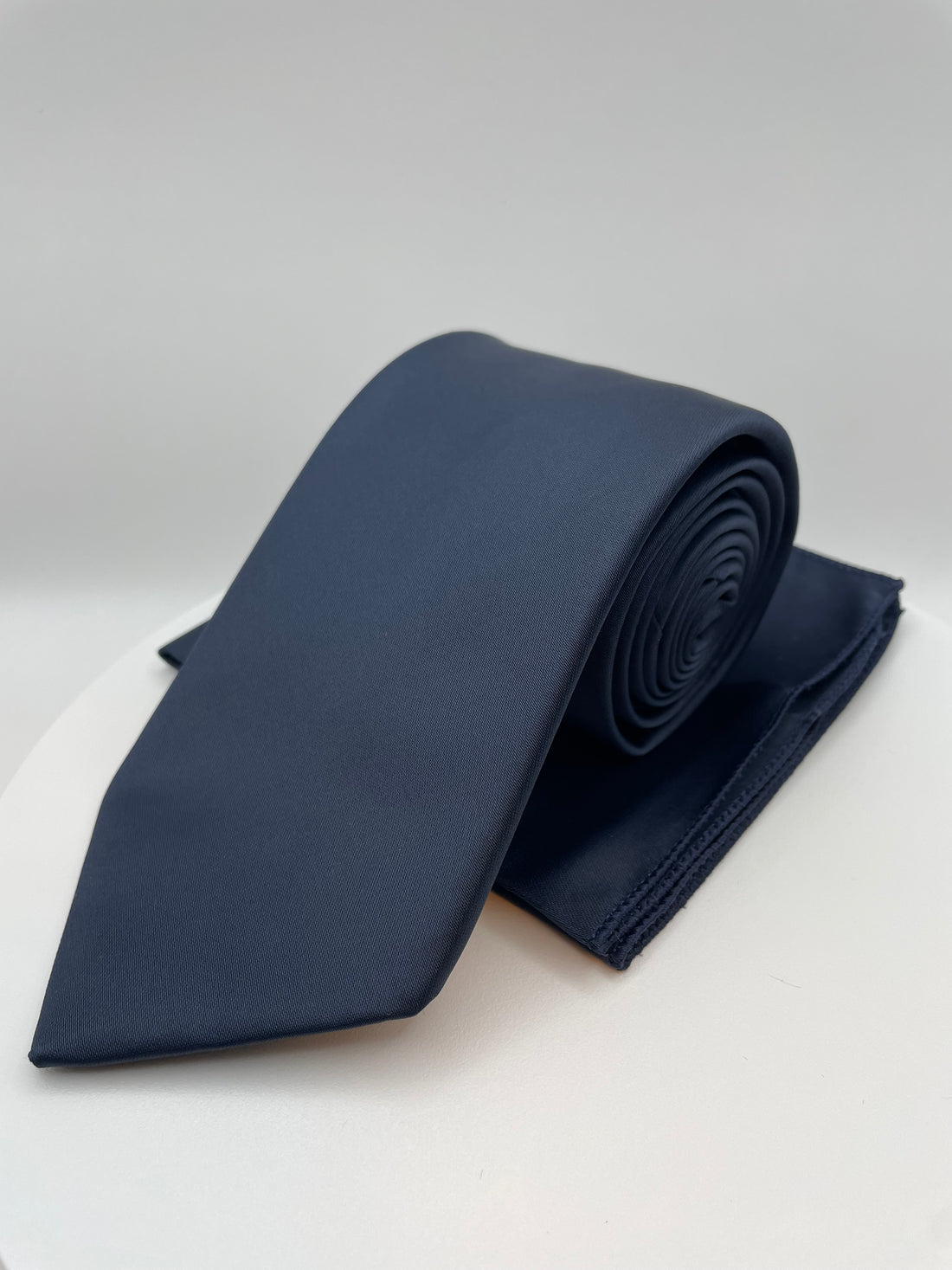 Marine Blauw Satijn - Stropdas en Pochet - Model SP1041