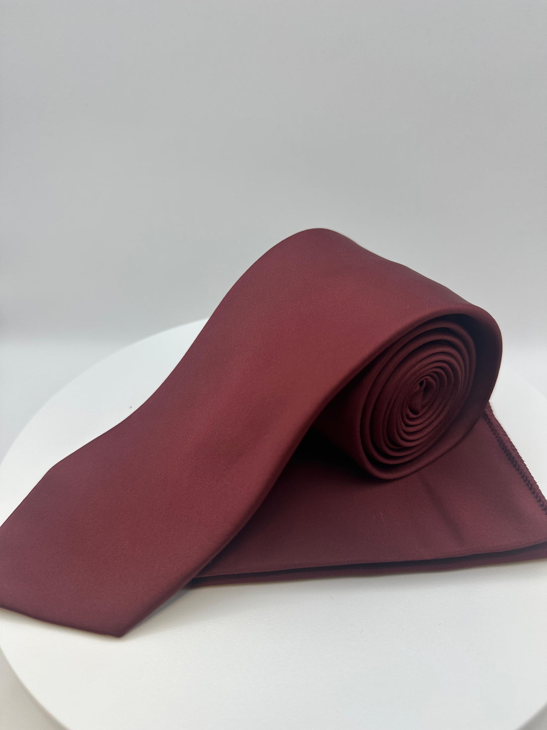 Donker Rood Satijn - Stropdas en Pochet - Model SP1065