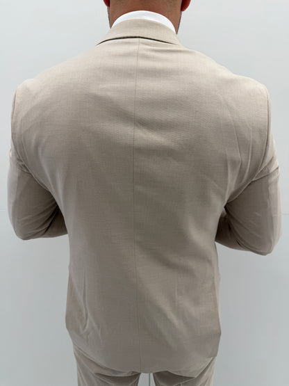 Almeria Beige Patroon Heren 3-delig Pak