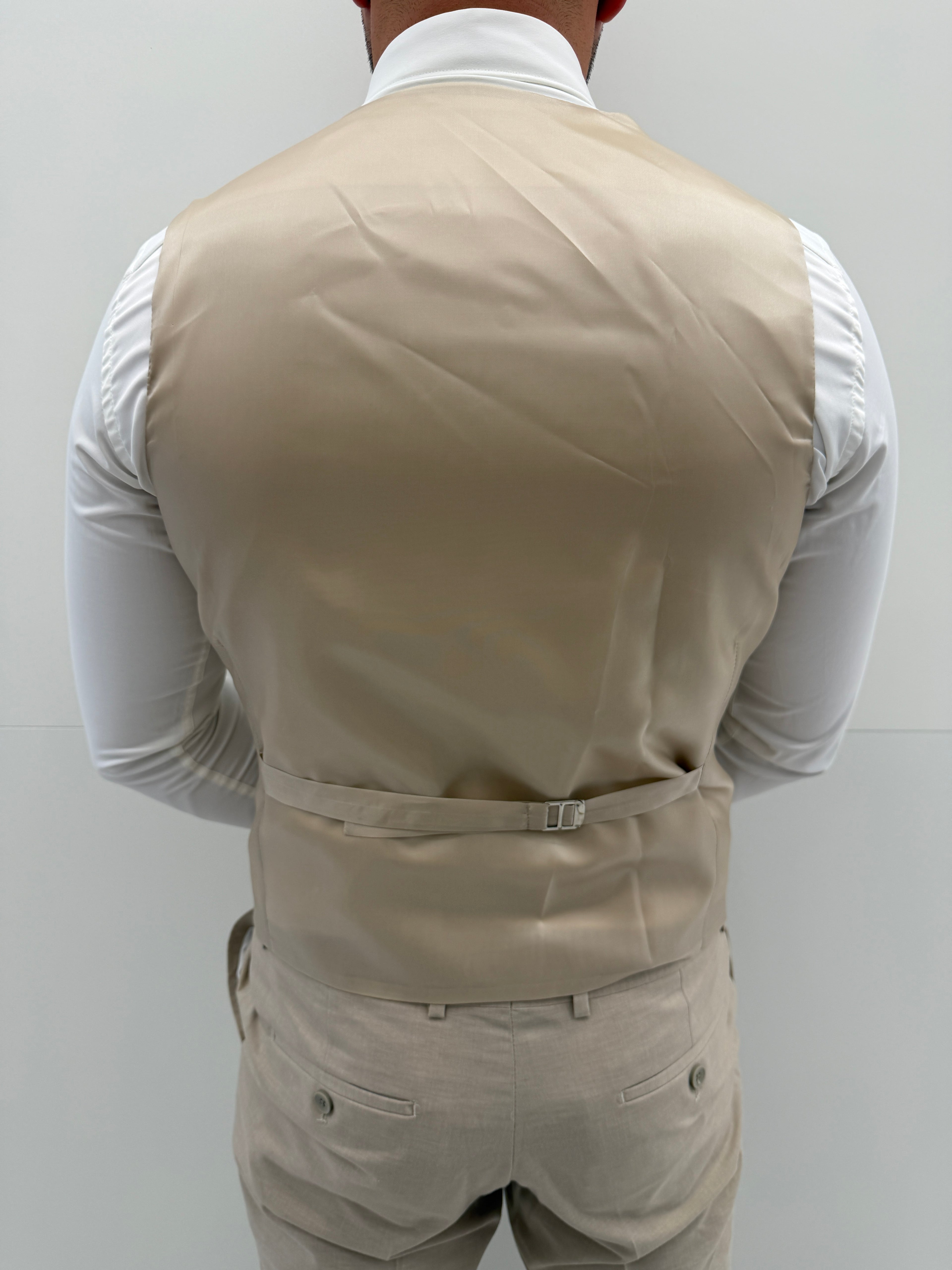 Almeria Beige Patroon Heren 3-delig Pak