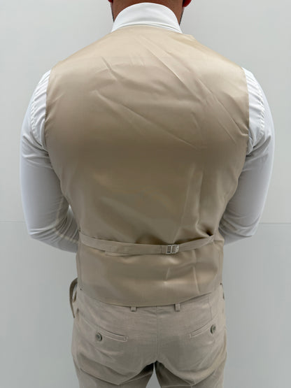 Almeria Beige Patroon Heren 3-delig Pak