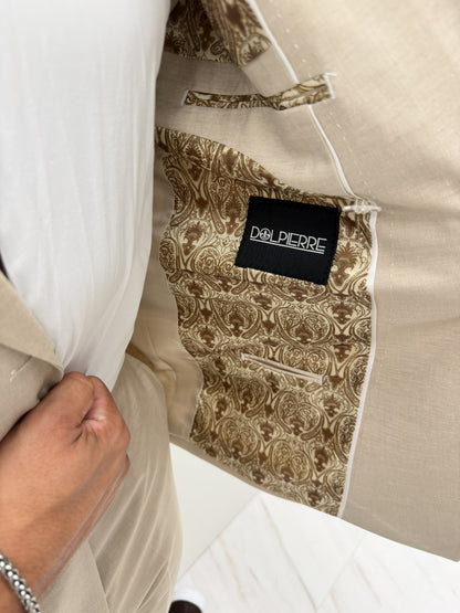 Almeria Pastel Beige Double Breasted Heren 2-delig Pak