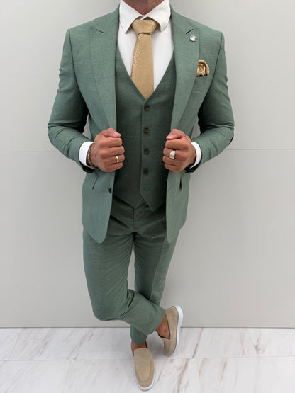 Almeria Pastel Groen Heren 3-delig Pak