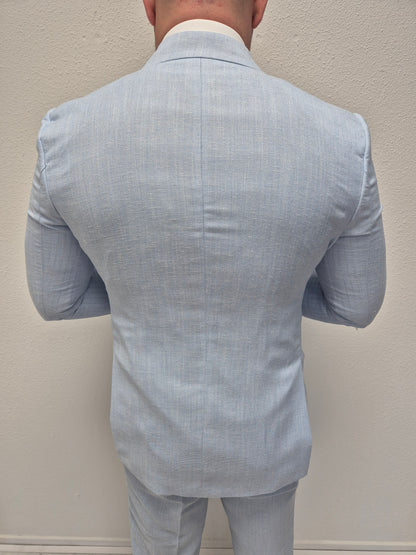 Amalfi Pastel Blauw Heren 3-delig Pak Patroon