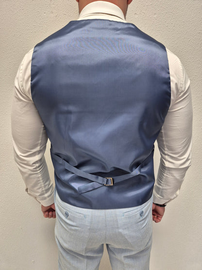 Amalfi Pastel Blauw Heren 3-delig Pak Patroon