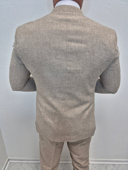 Amalfi Pastel Taupe Heren 3-delig Pak Patroon