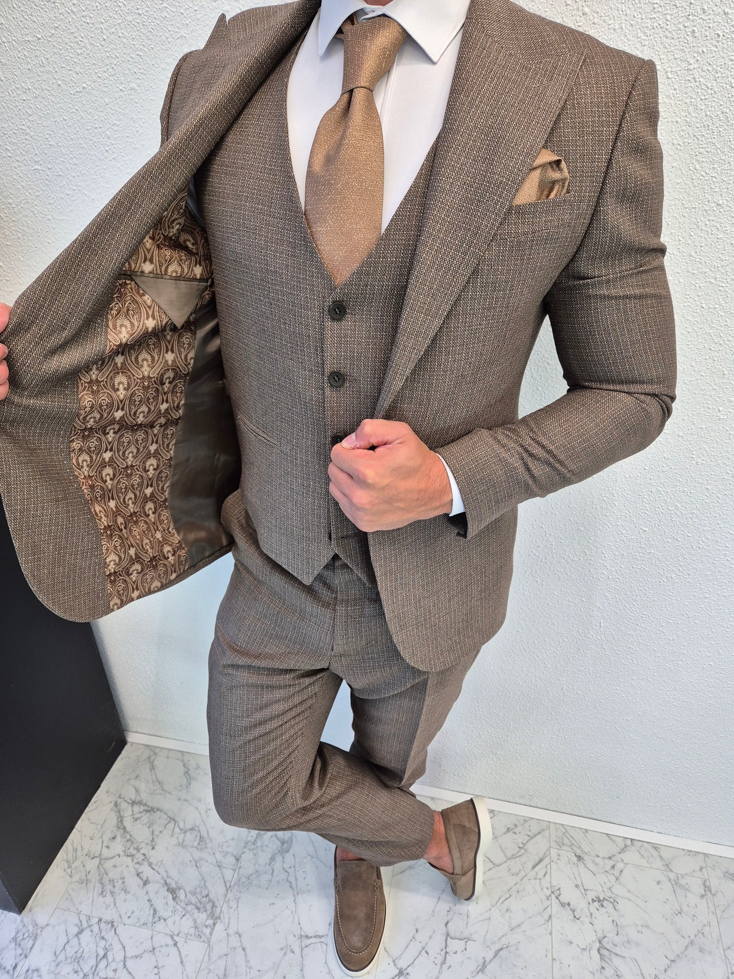 Herenpak Slim 3-delig pak business bruiloft party jas vest & broek mantel heren hemd Japans, grijs, XL Herenpak Slim 3-delig pak business bruiloft party jas vest & broek mantel heren hemd Japans, grijs, XL