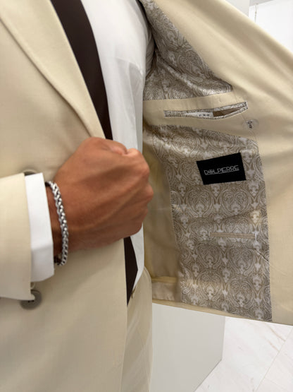 Cannes Beige Klassiek Double Breasted Heren 2-delig Pak