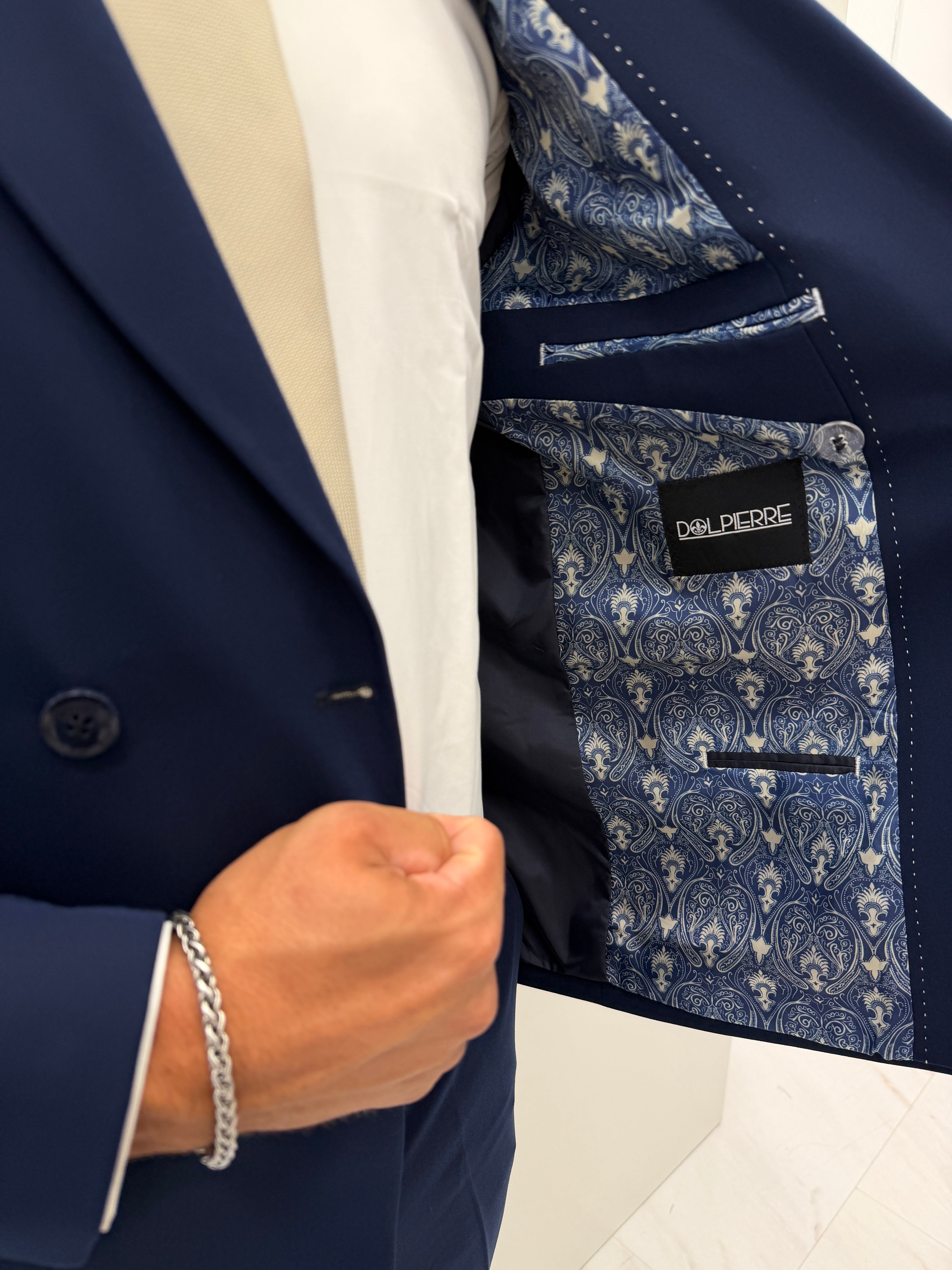 Cannes Double Breasted Saffier Blauw Heren 2-delig Pak