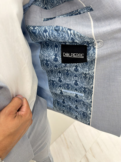 Cannes Pastel Blauw Double Breasted Heren 2-delig Pak