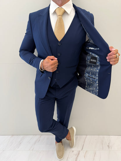 Cannes Saffier Blauw Heren 3-delig Pak