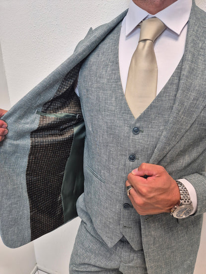 Capri Pastel Groen Heren 3-delig Pak Patroon
