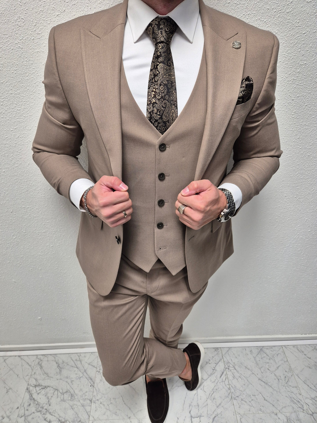 Cordoba Taupe Heren 3-delig Pak Klassiek