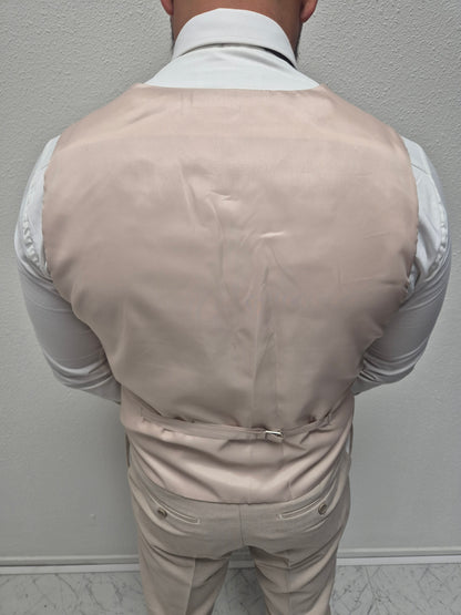 Corfu Beige Heren 3-delig Pak Patroon