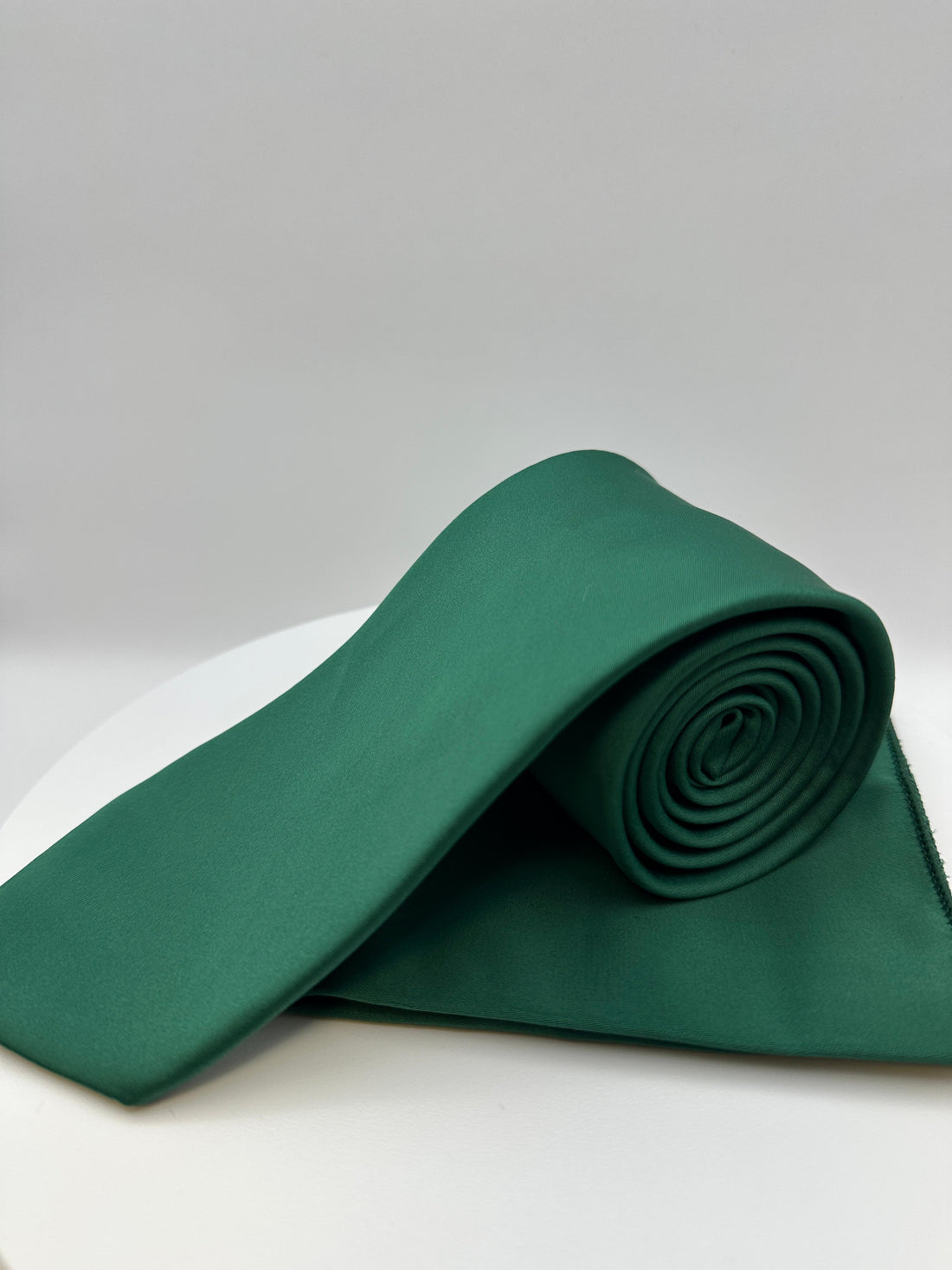 Donker Groen Satijn - Stropdas en Pochet - Model SP1063