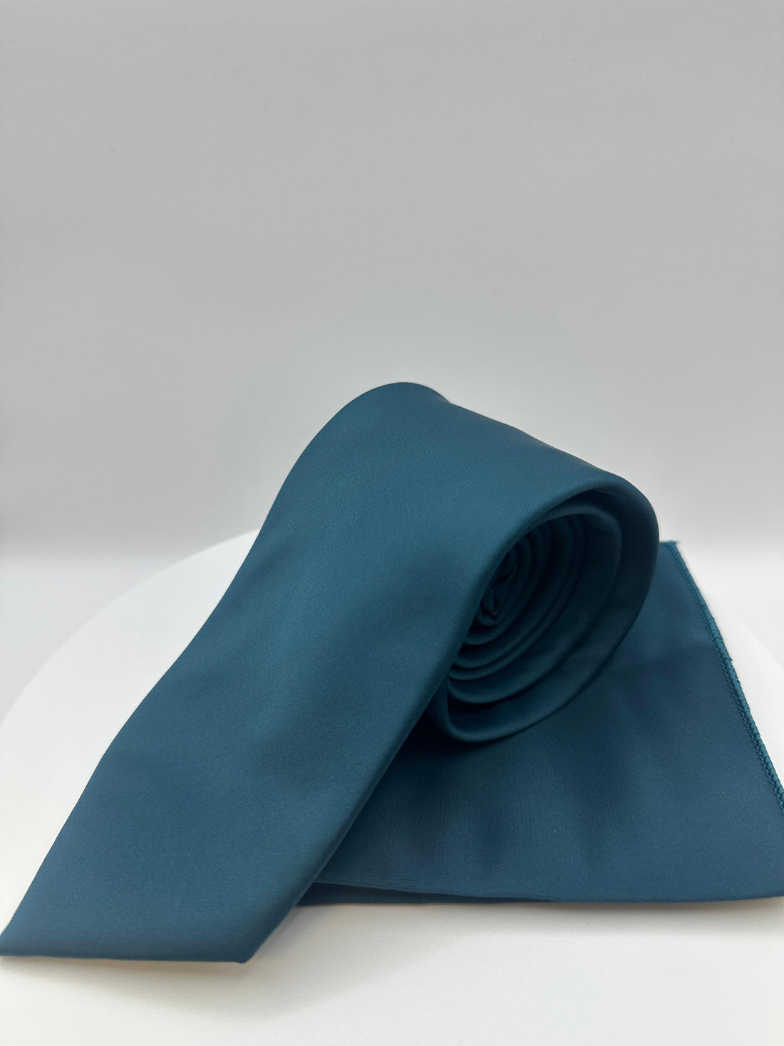 Petrol Blauw Satijn - Stropdas en Pochet - Model SP1049