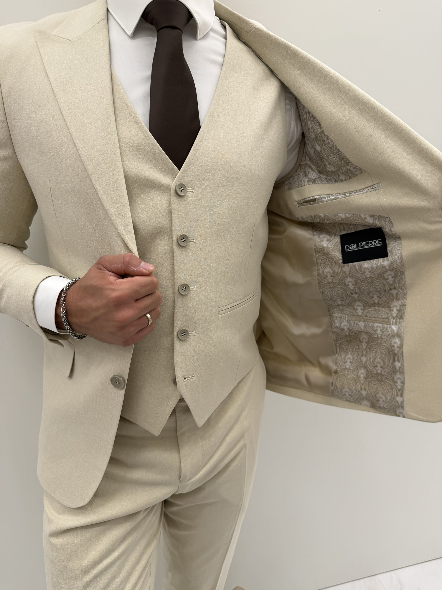 Doha Licht Beige Klassiek Heren 3-delig Pak