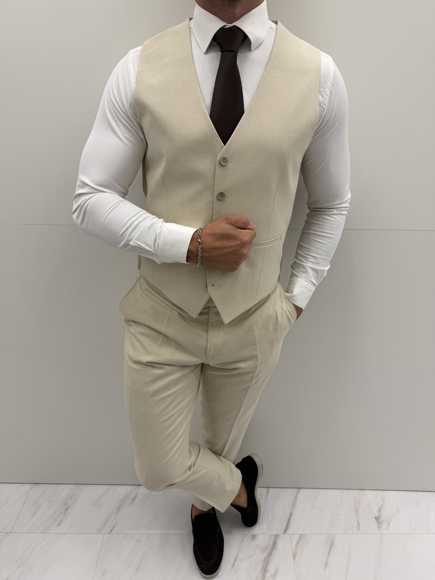 Doha Licht Beige Klassiek Heren 3-delig Pak